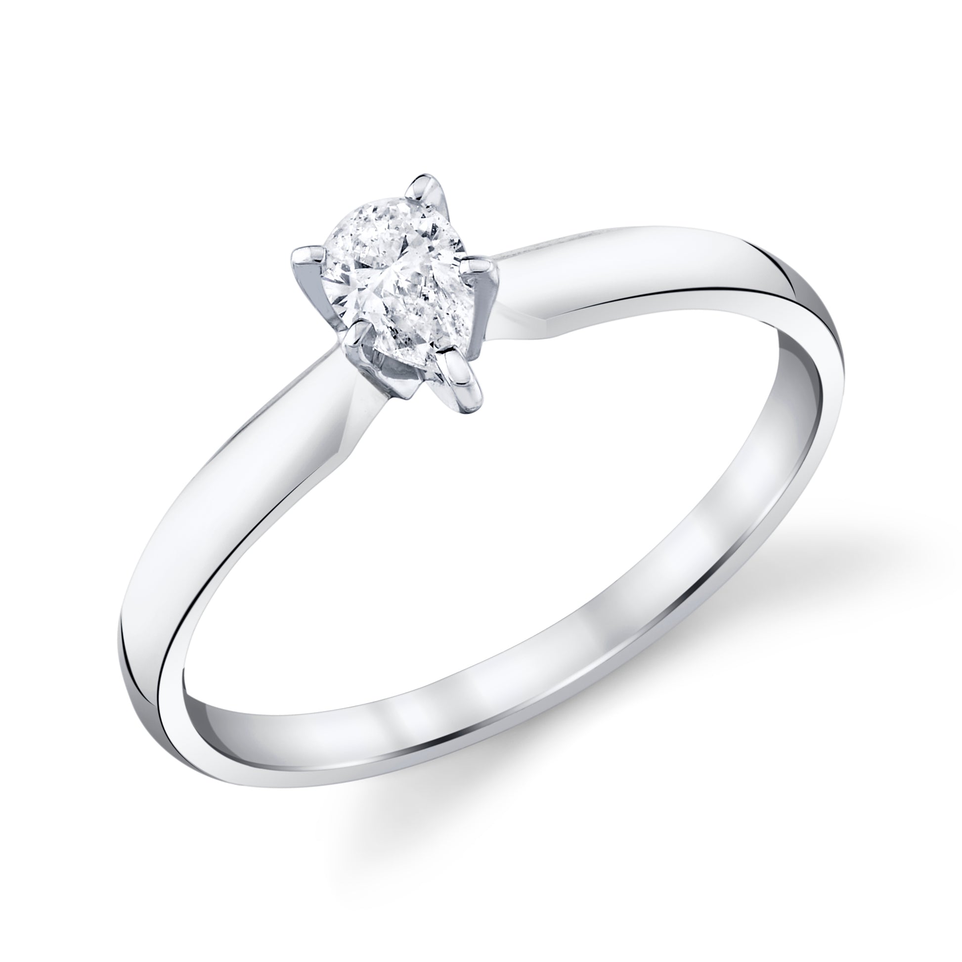 Pear Shaped Diamond Ring In 14K Gold