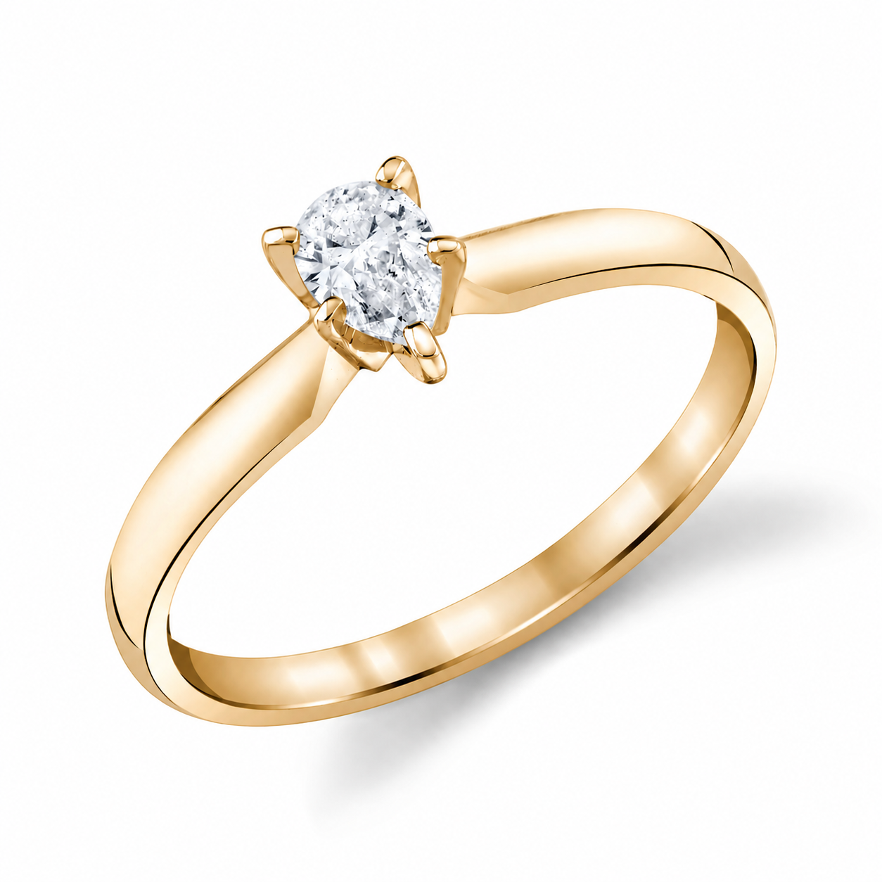 Pear Shaped Diamond Ring In 14K Gold