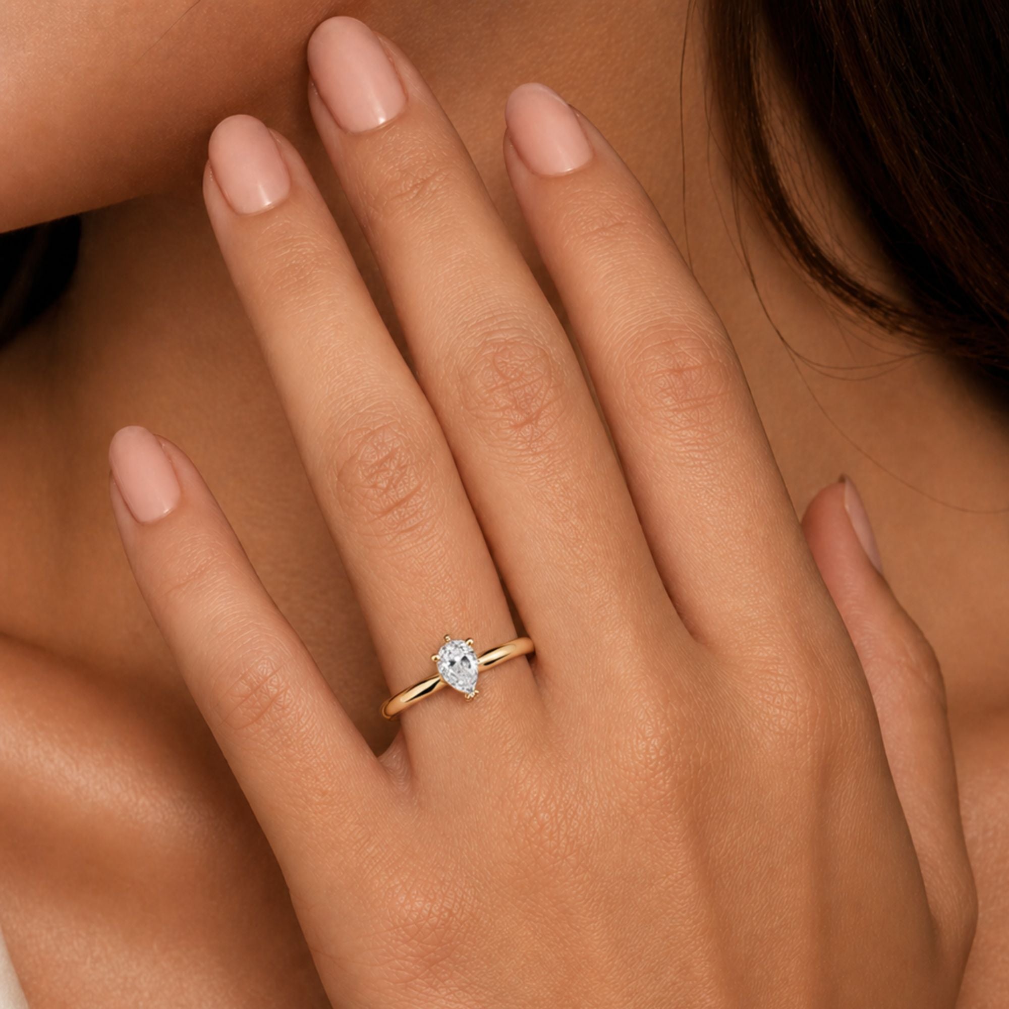 Pear Shaped Diamond Ring In 14K Gold