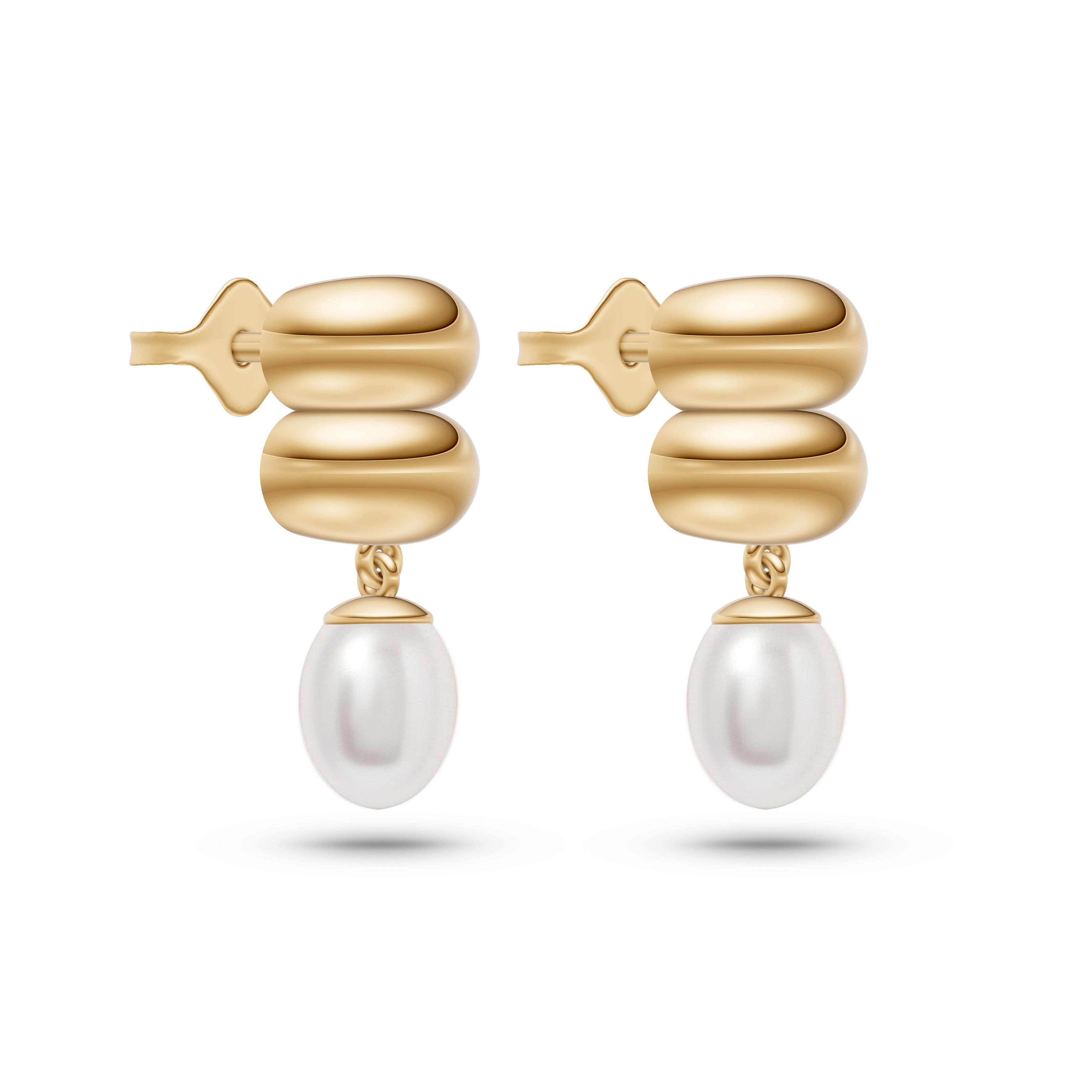 Pearl Edge Drop Earrings In 14K Gold