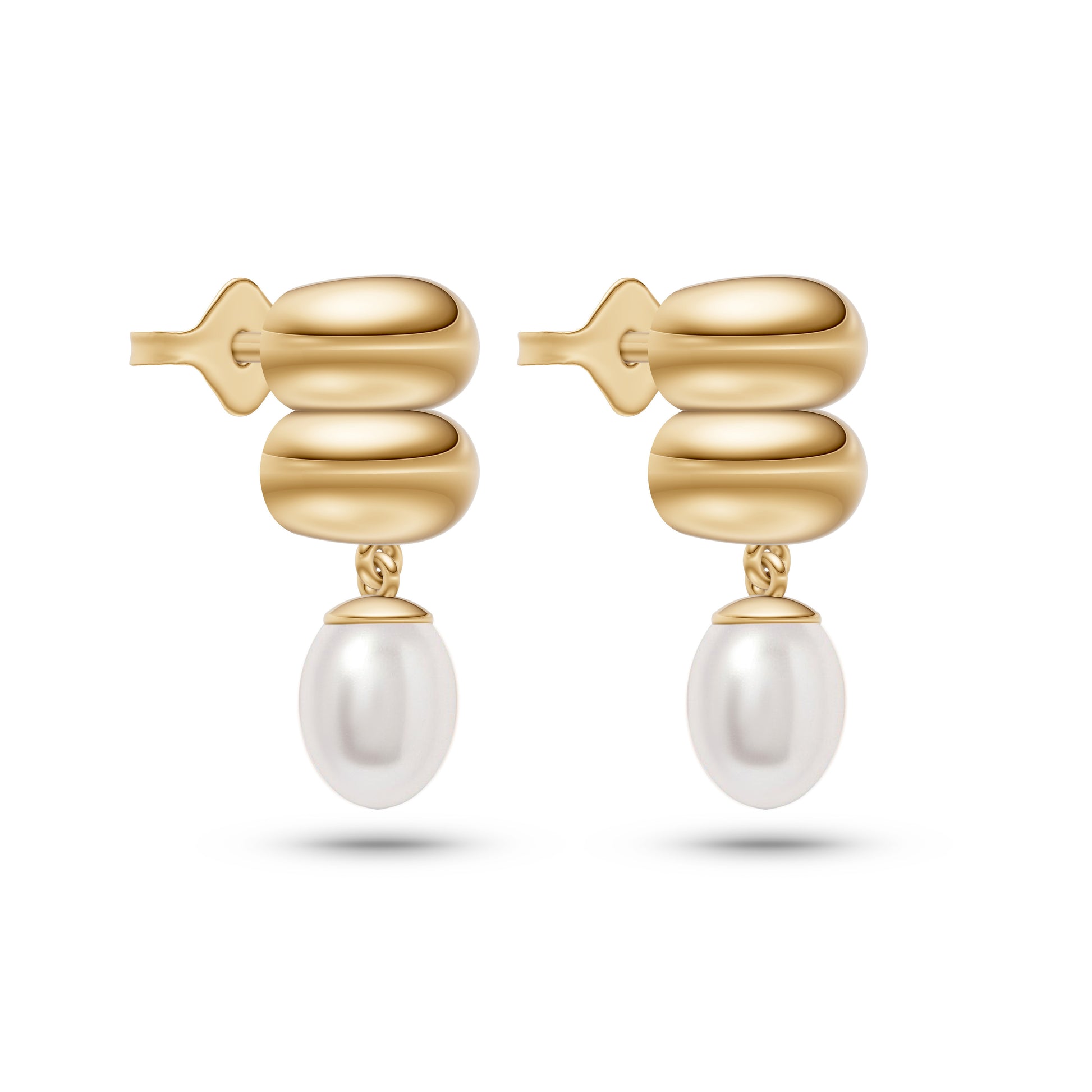 Pearl Edge Drop Earrings In 14K Gold
