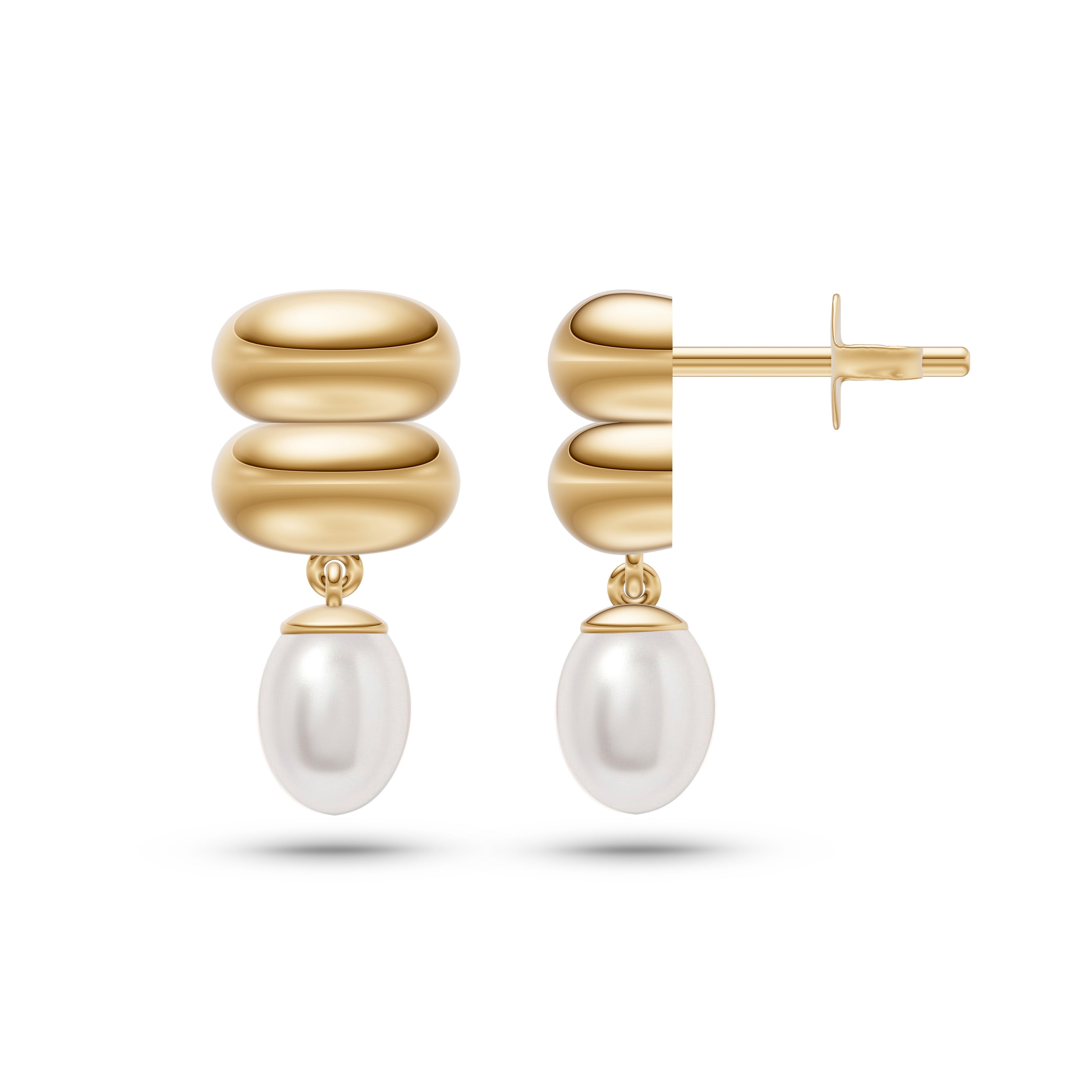 Pearl Edge Drop Earrings In 14K Gold