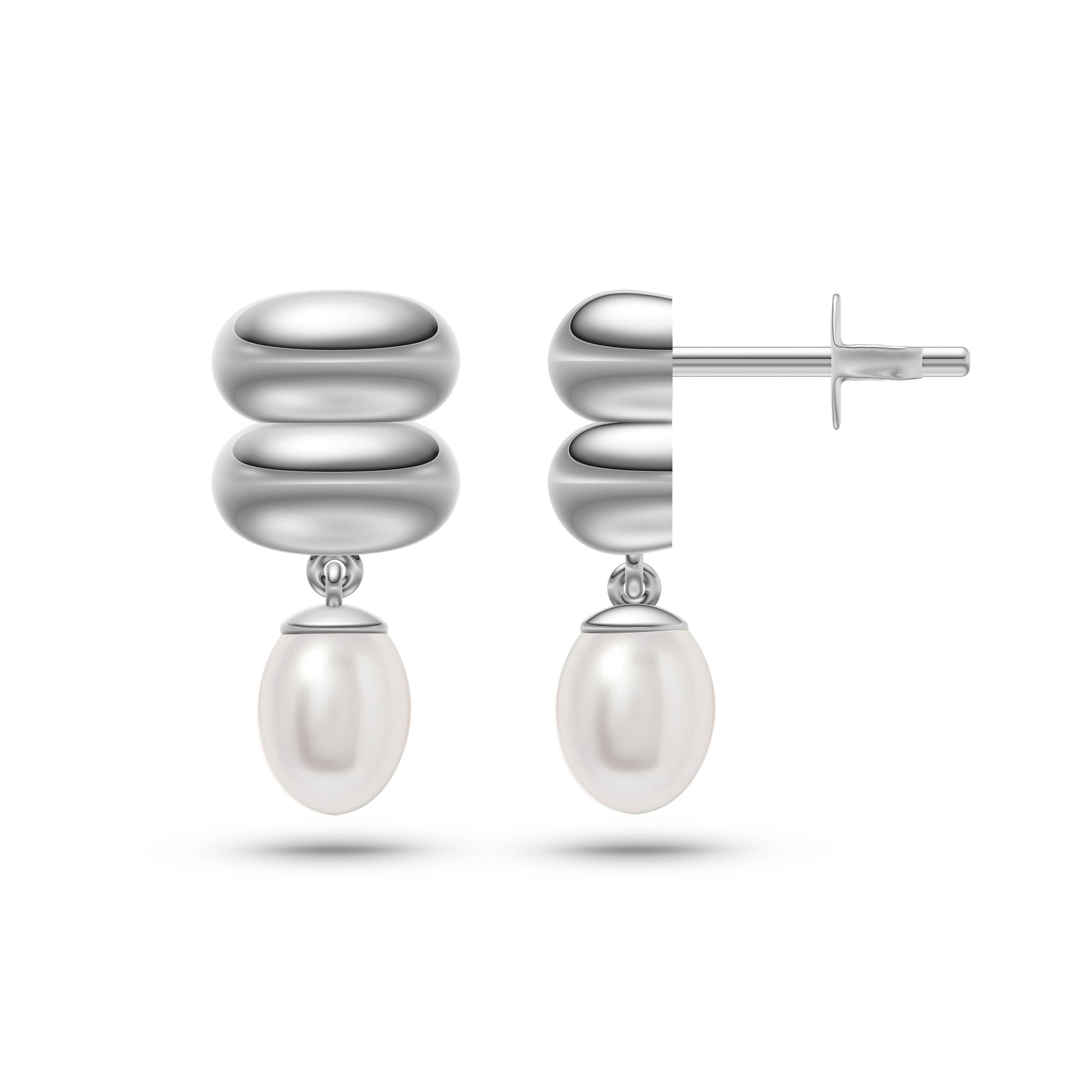 Pearl Edge Drop Earrings In 14K Gold