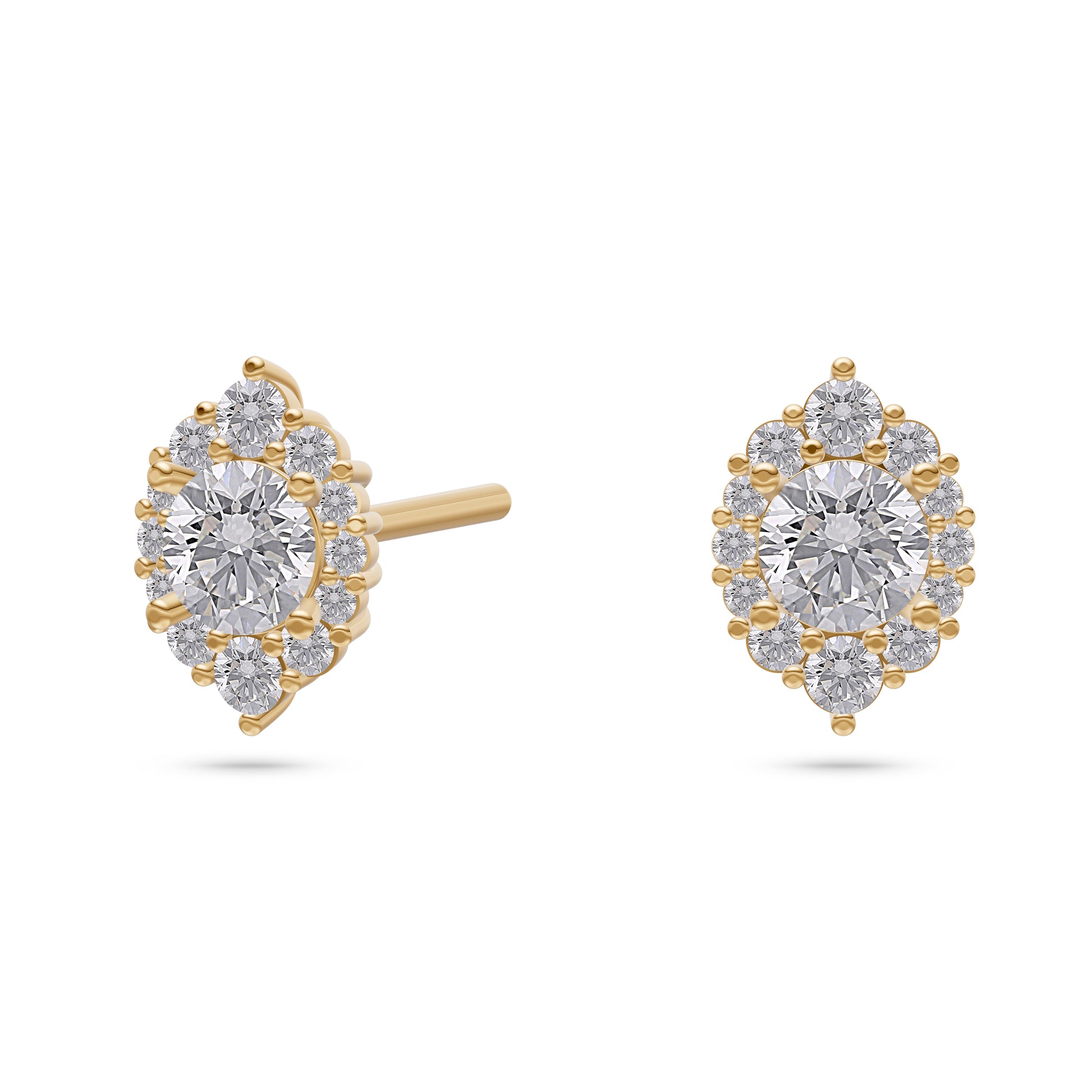 Petal Halo Diamond Stud Earrings in 14K Gold