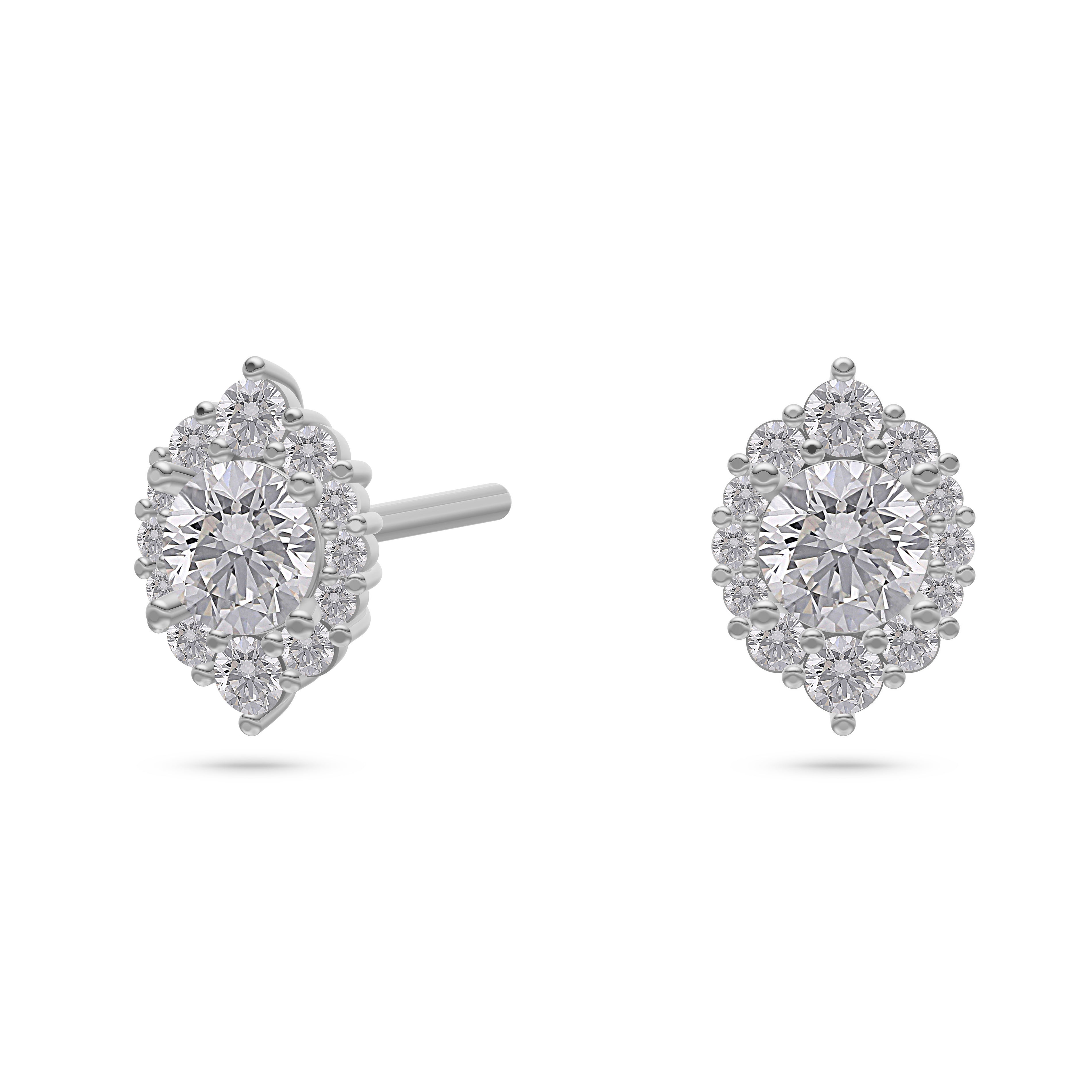 Petal Halo Diamond Stud Earrings in 14K Gold