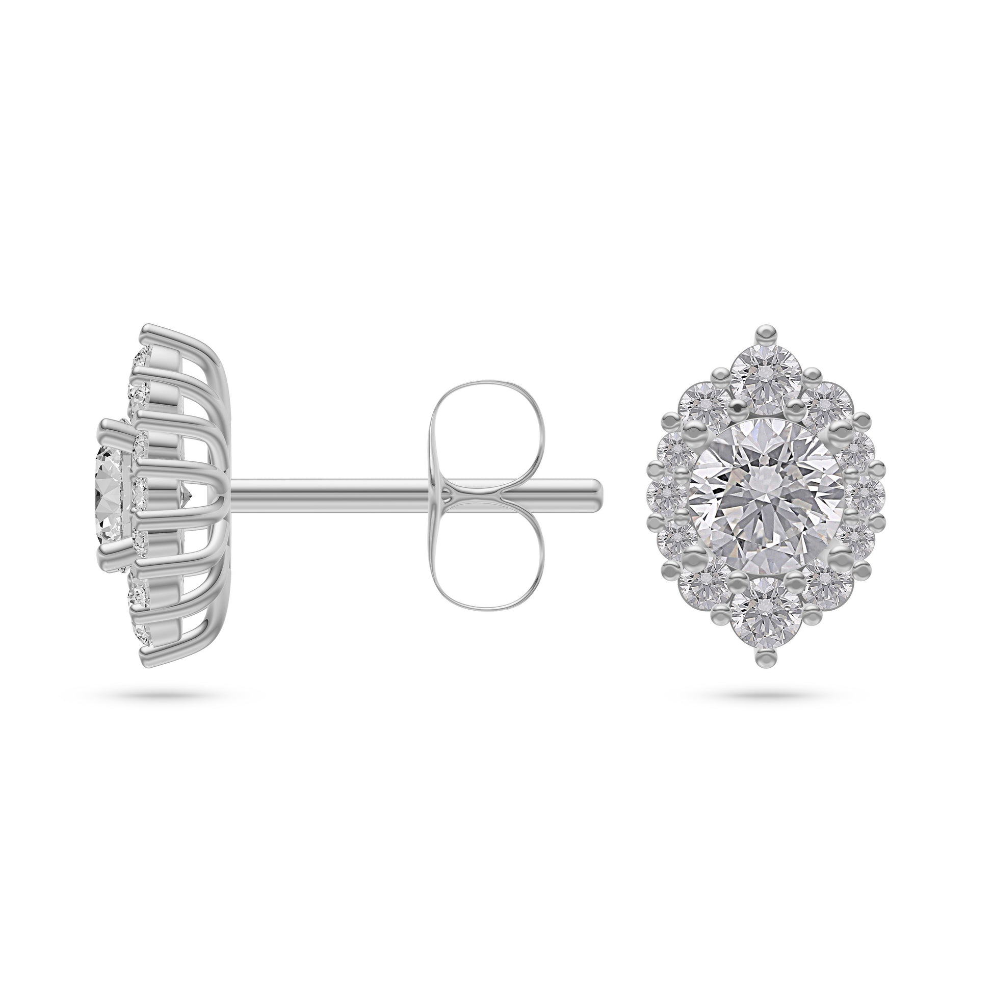 Petal Halo Diamond Stud Earrings in 14K Gold