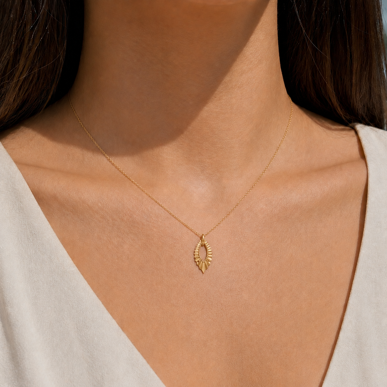 Petal Veil Pendant Necklace in 14K Gold