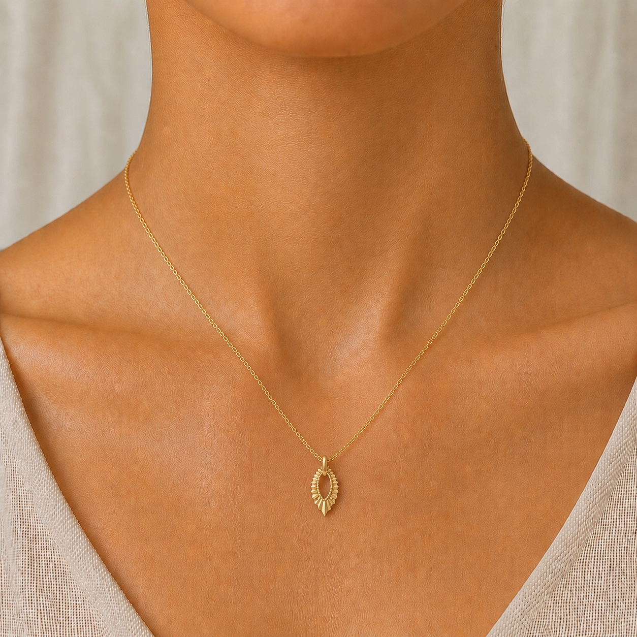Petal Veil Pendant Necklace in 14K Gold