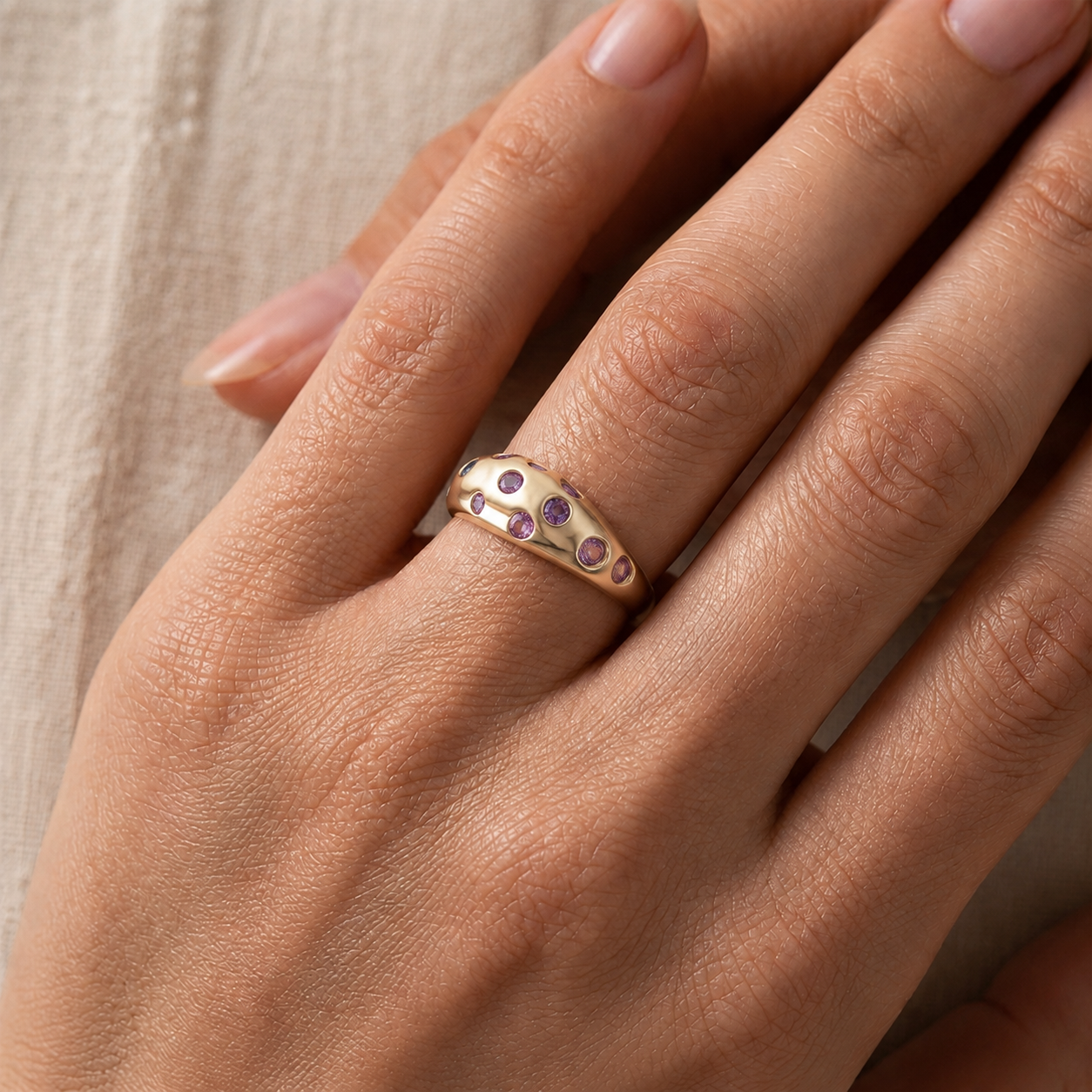 Sunset Bubble Ring in 14K Gold