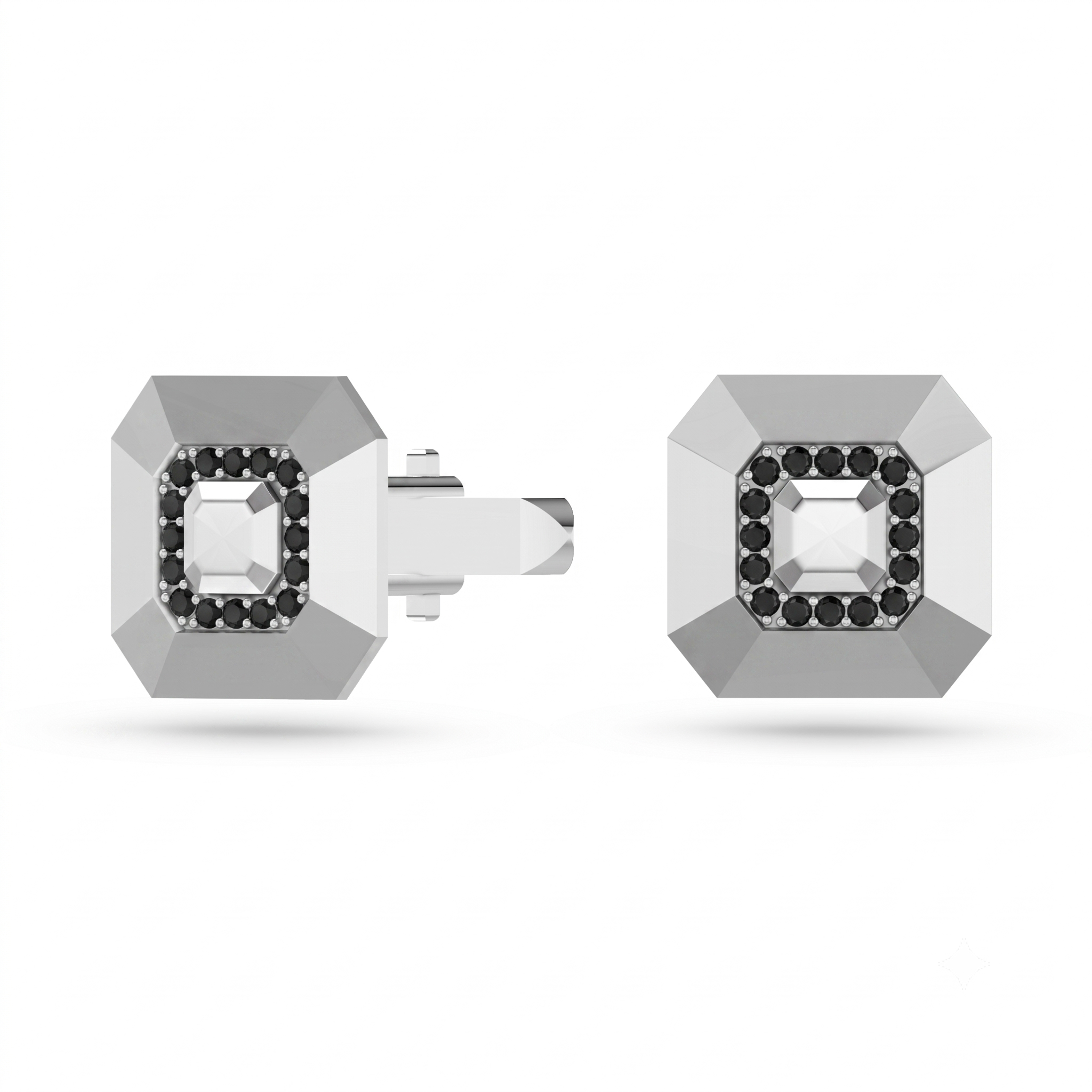 Black Diamond Mosaic Cufflinks In Sterling Silver