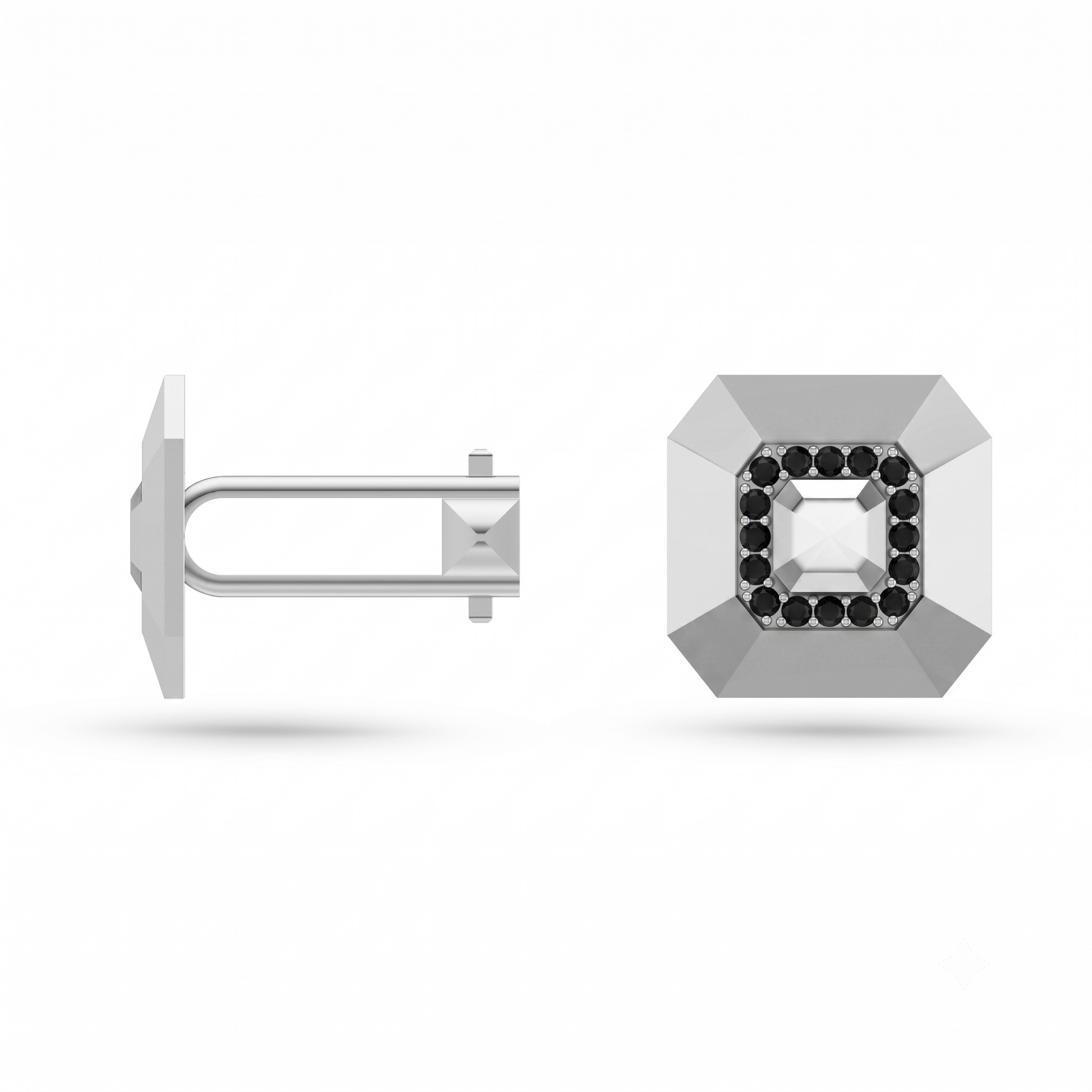 Black Diamond Mosaic Cufflinks In Sterling Silver
