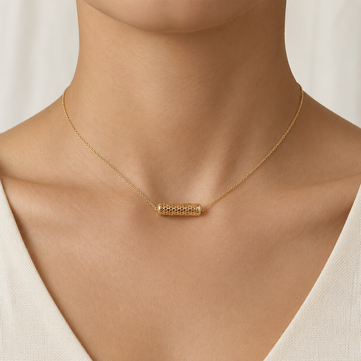Prestige Tube Necklace In 14K Gold