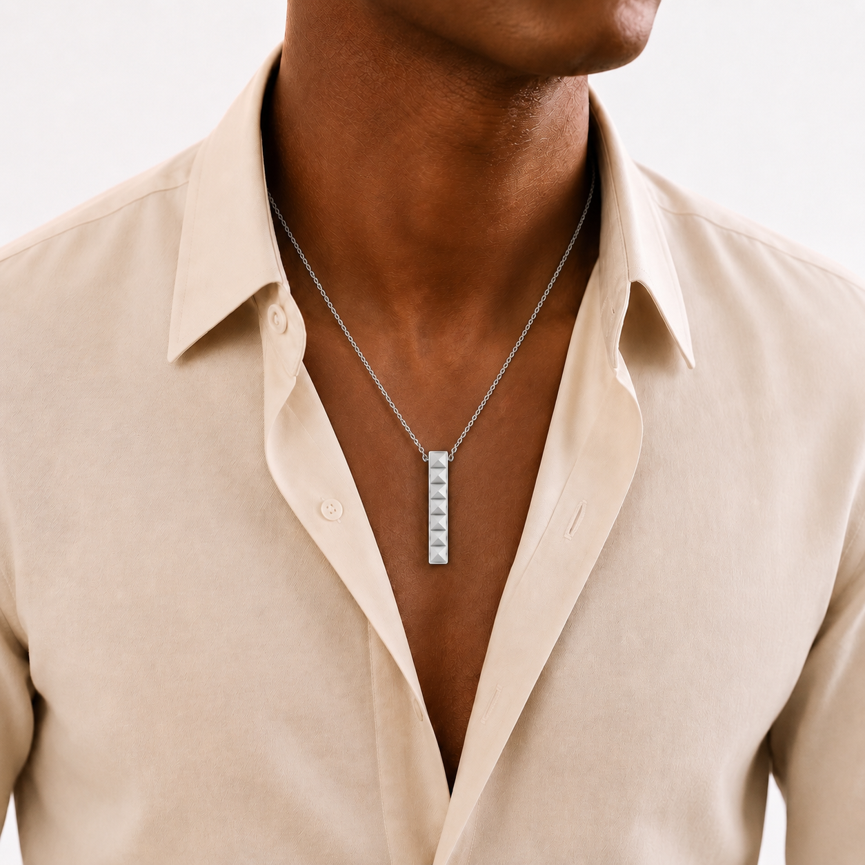 Pyramid Bar Necklace in Sterling Silver