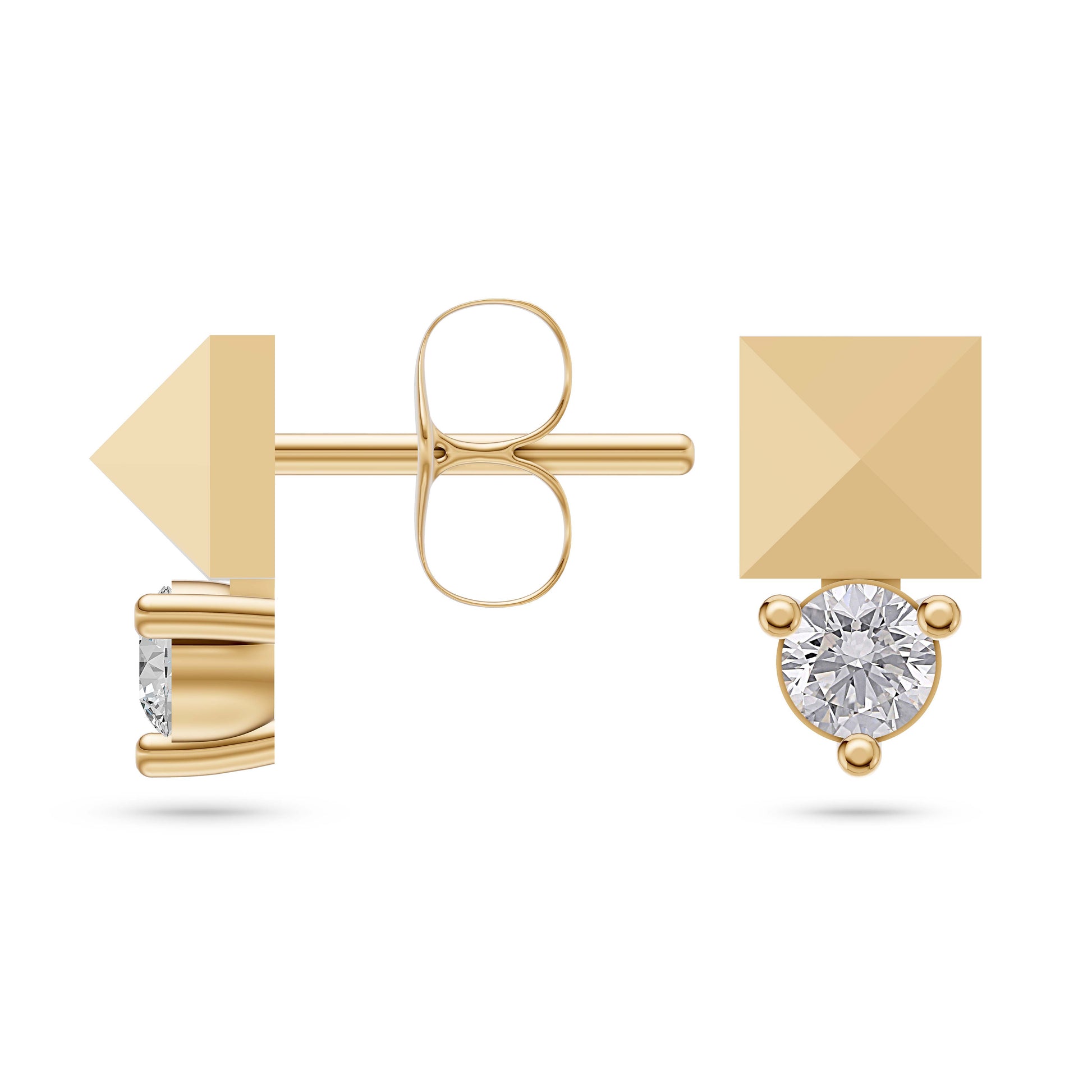 Diamond Box Stud Earrings in 14K Gold