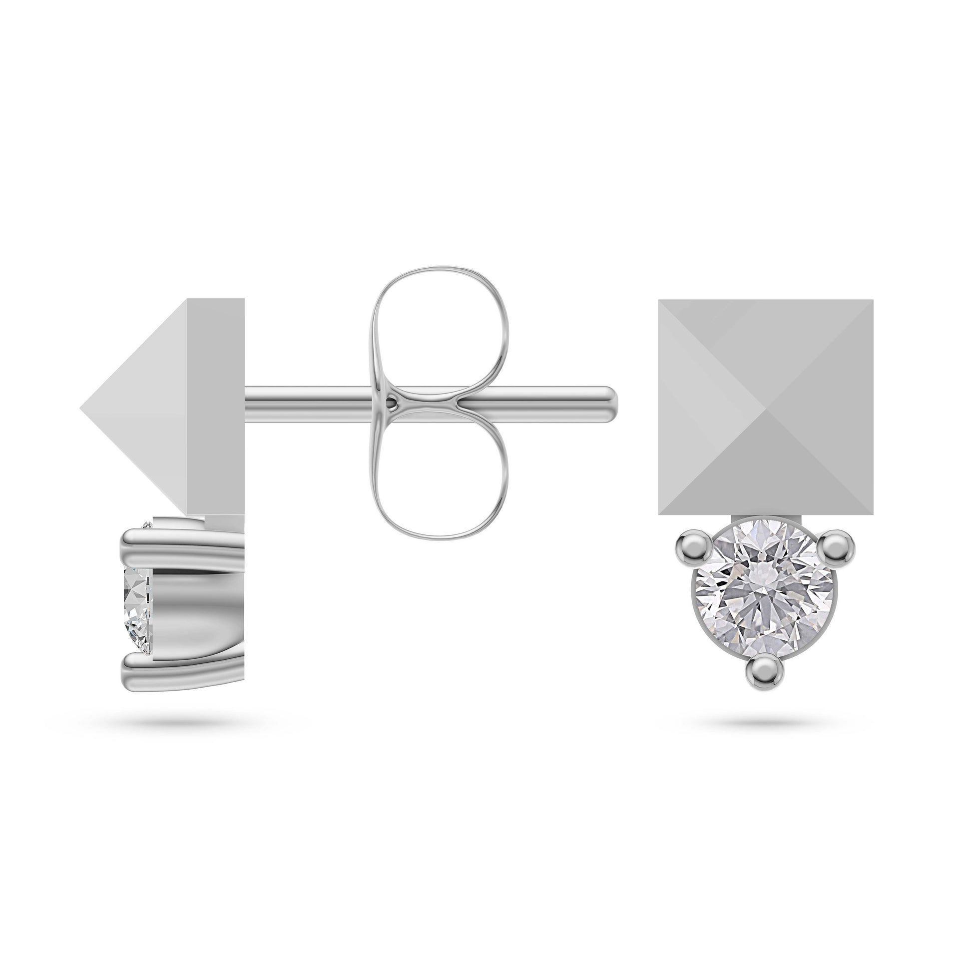 Diamond Box Stud Earrings in 14K Gold