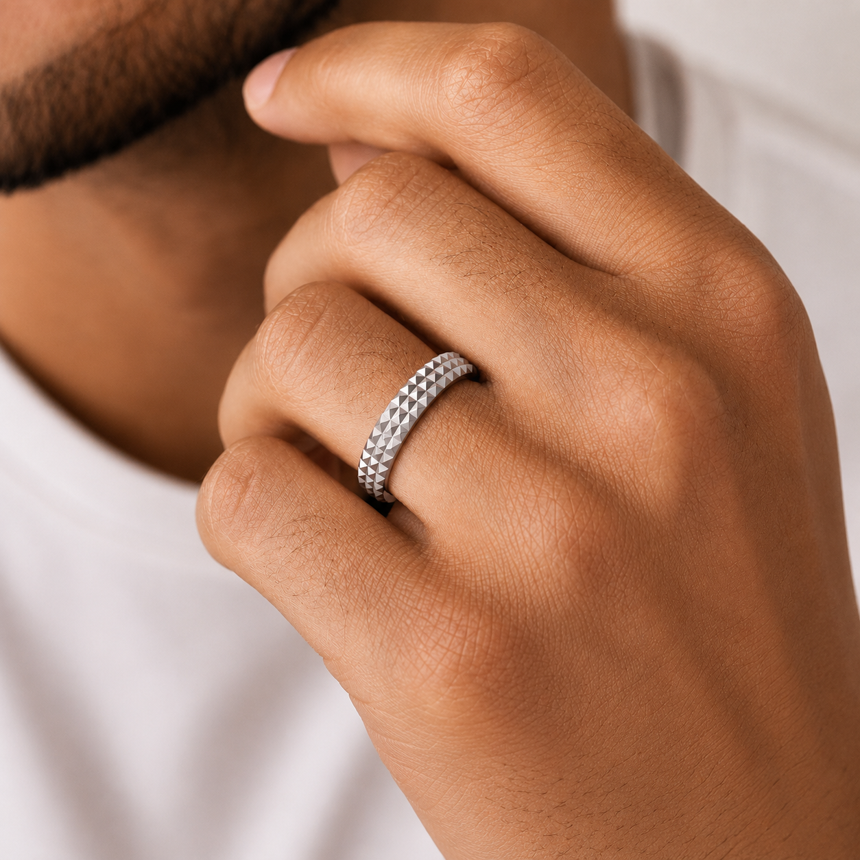 Pyramid Edge Ring in Sterling Silver
