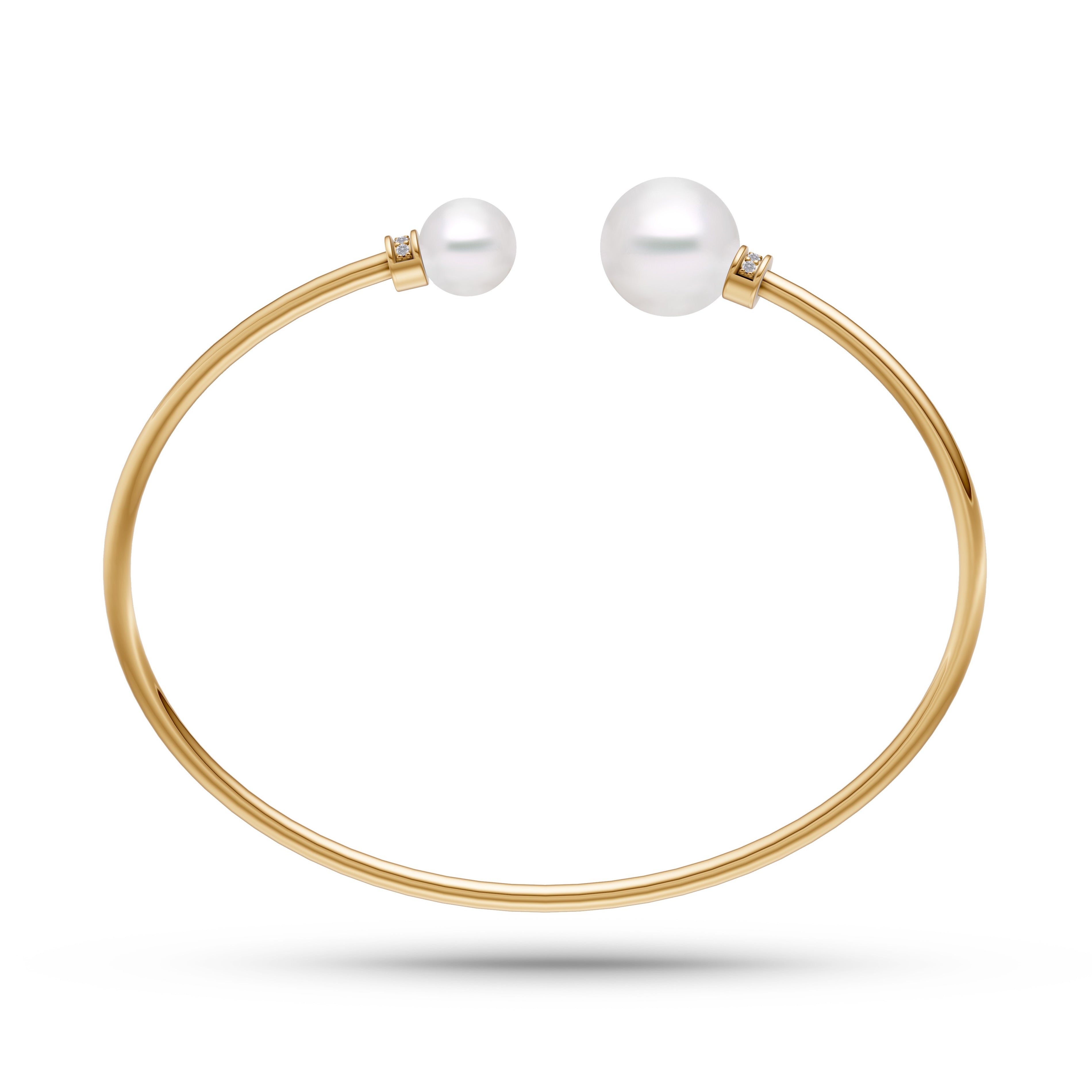 Freshwater Pearl Open Bangle Bracelet in 14K Gold