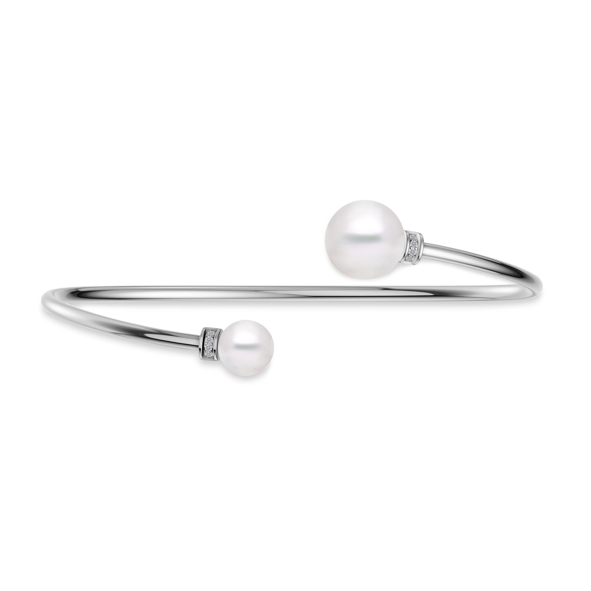 Freshwater Pearl Open Bangle Bracelet in 14K Gold