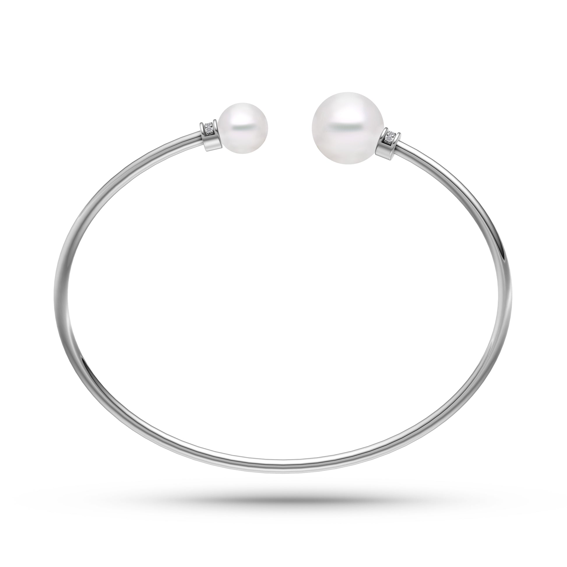 Freshwater Pearl Open Bangle Bracelet in 14K Gold