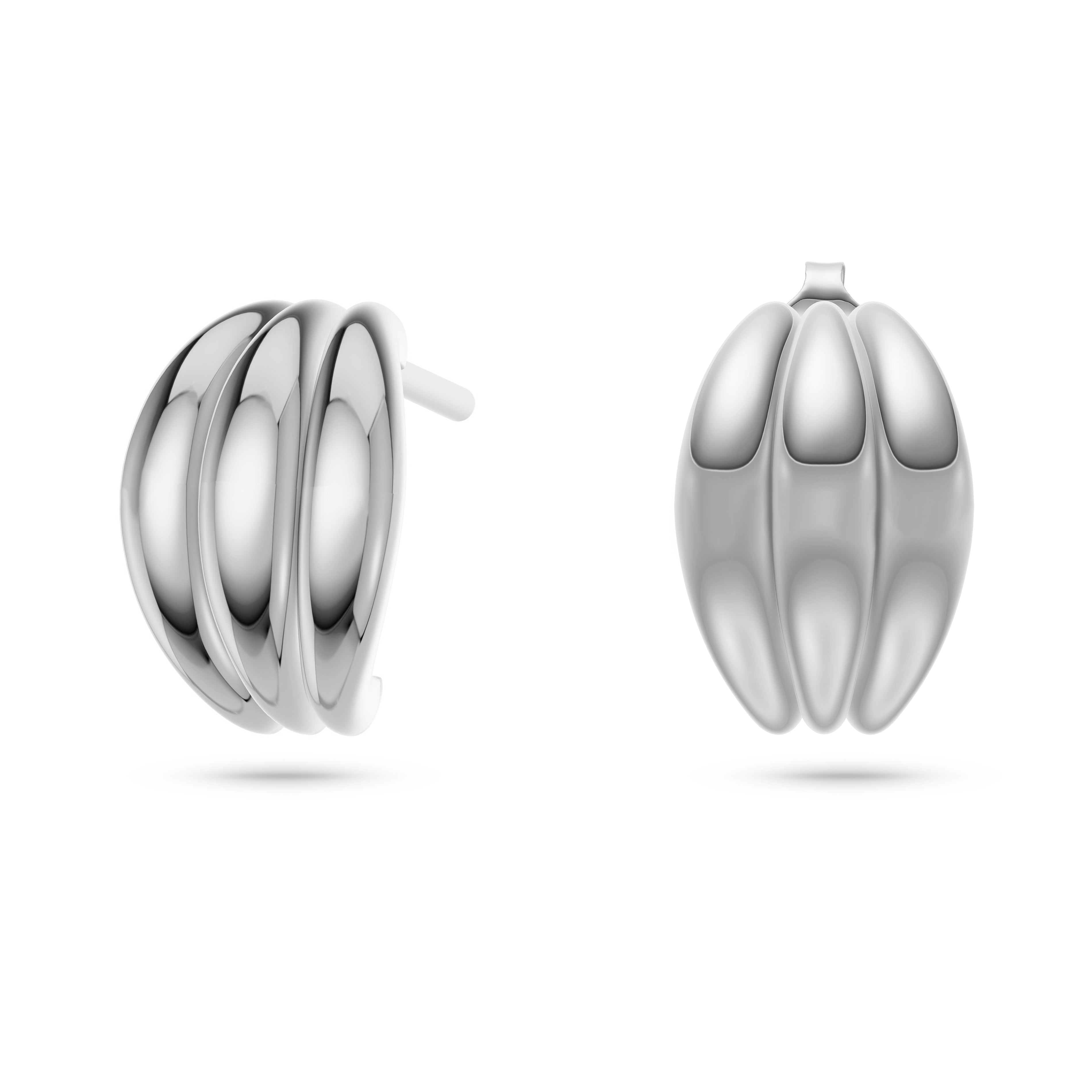 Ribbed Huggie Hoop Earrings in 14K Gold