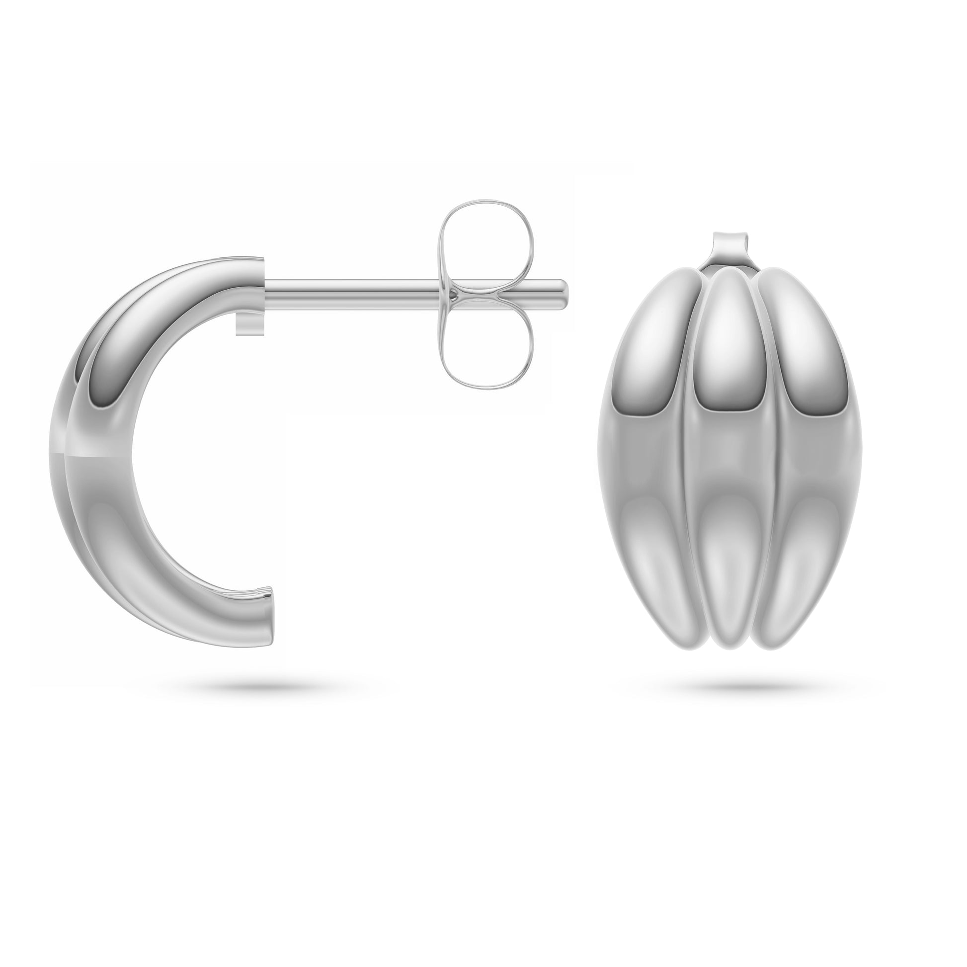 Ribbed Huggie Hoop Earrings in 14K Gold