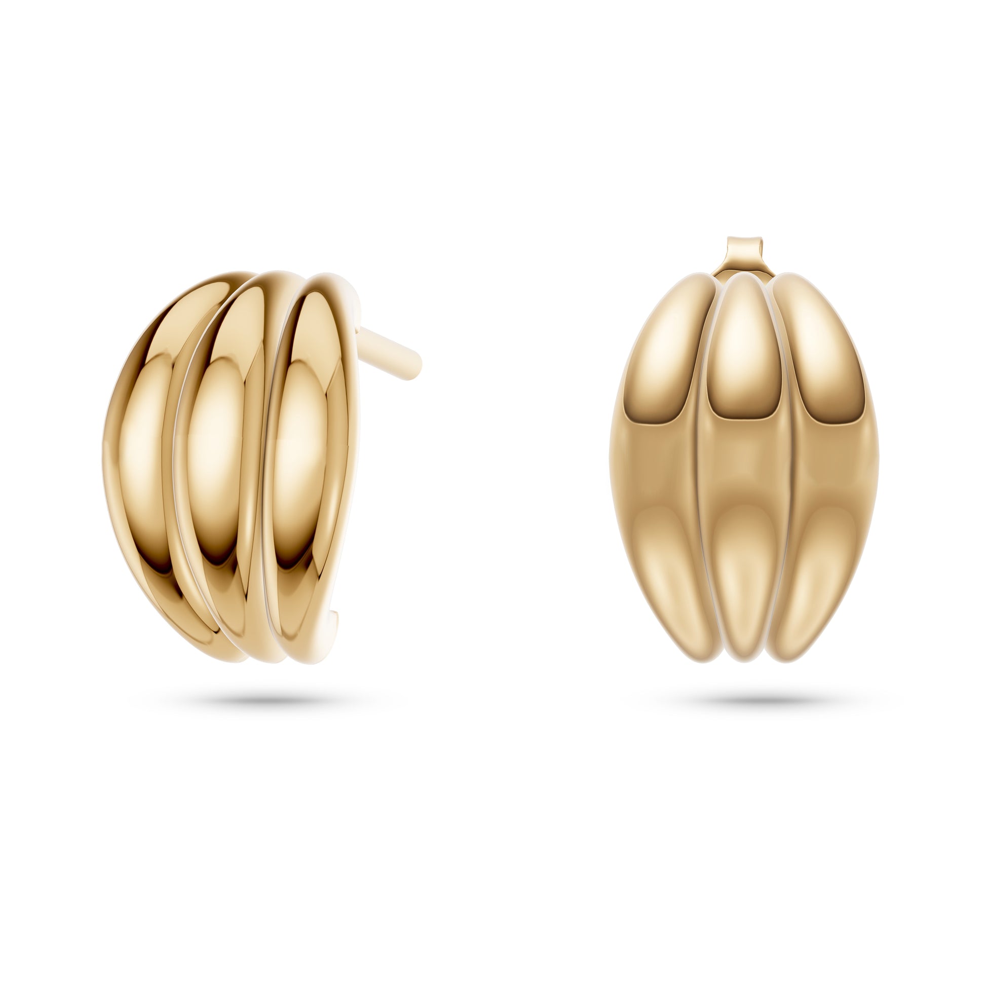 Ribbed Huggie Hoop Earrings in 14K Gold