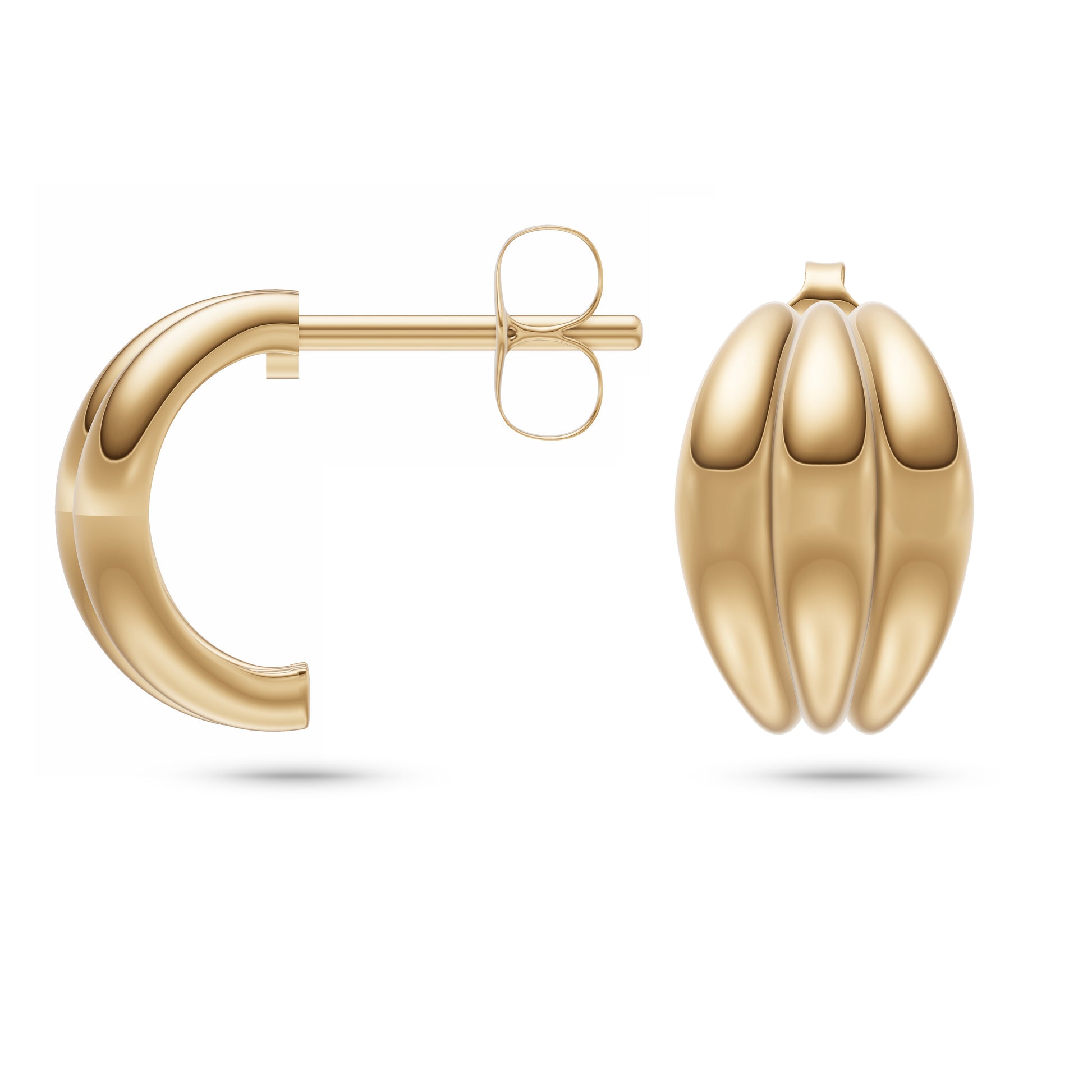 Ribbed Huggie Hoop Earrings in 14K Gold