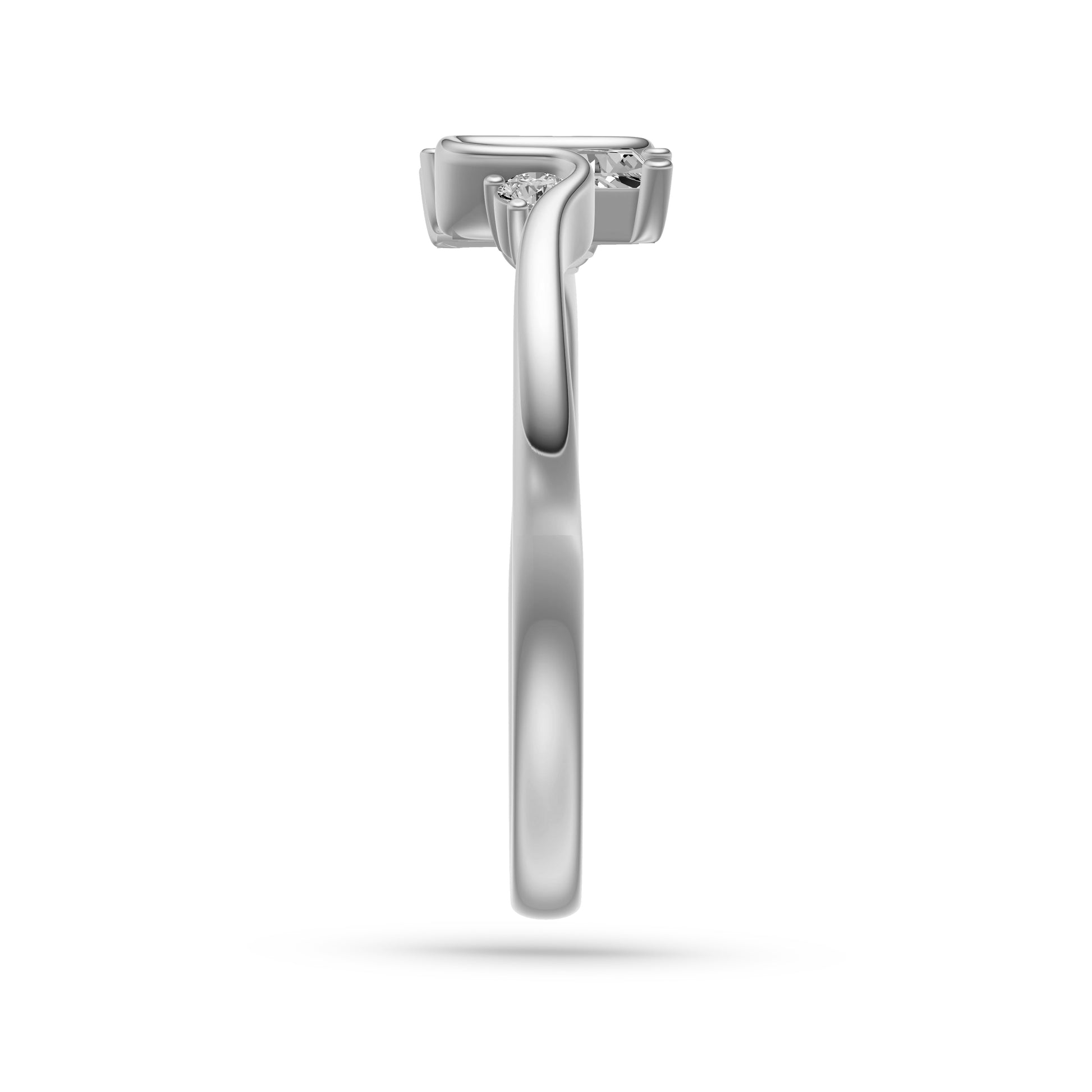 Ribbon Style Baguette Diamond Ring In 14K Gold