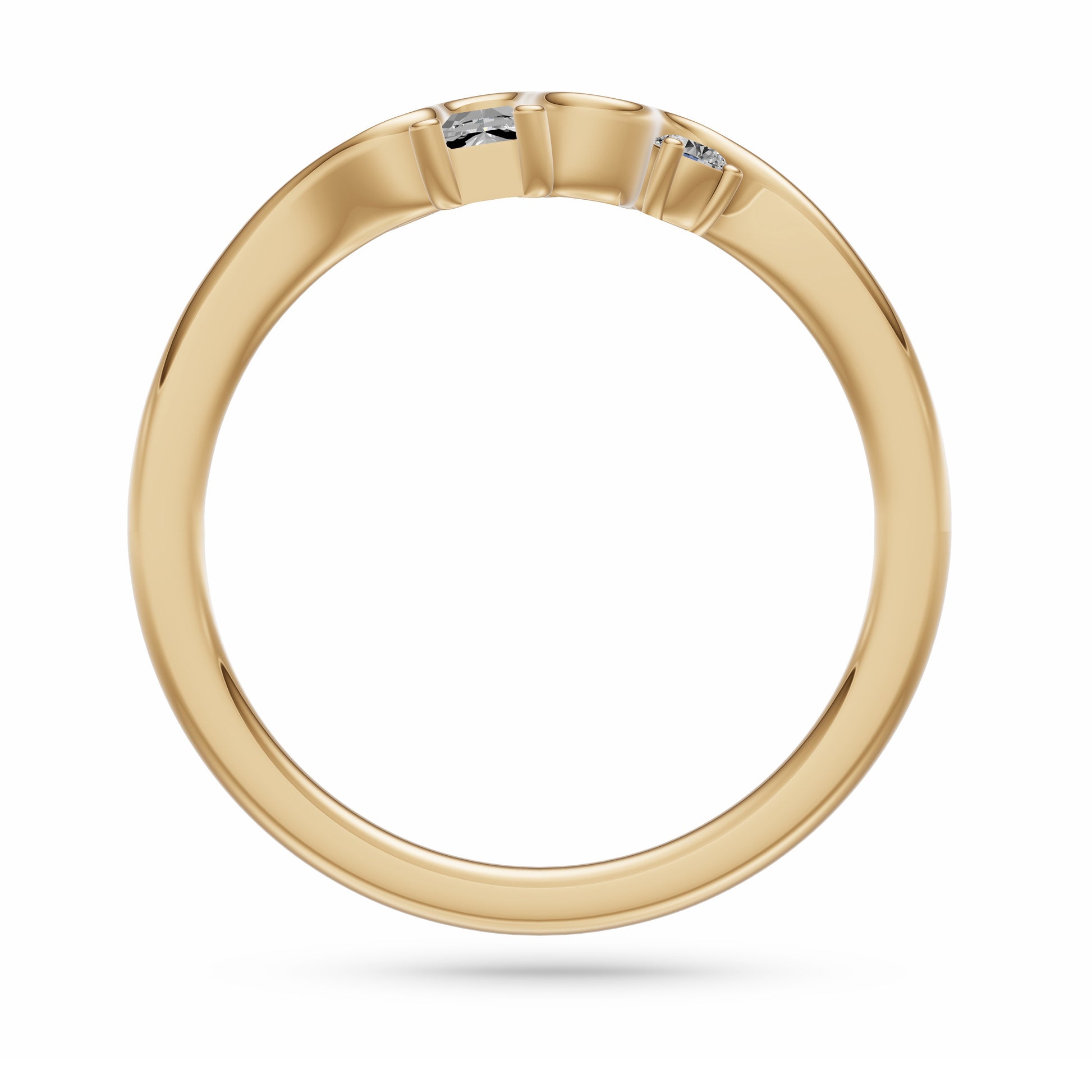 Ribbon Style Baguette Diamond Ring In 14K Gold