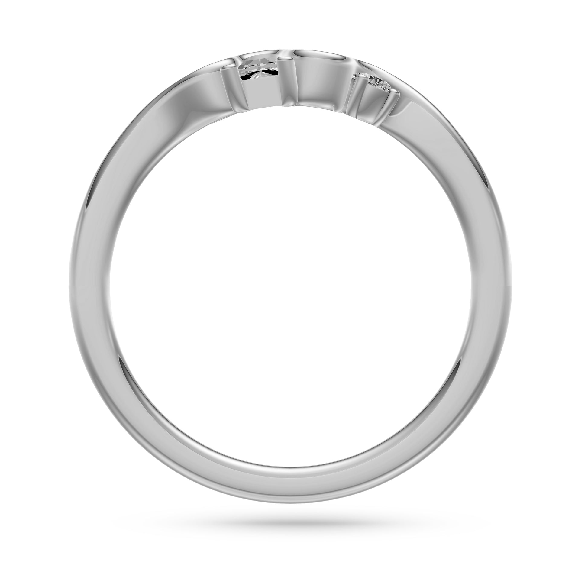 Ribbon Style Baguette Diamond Ring In 14K Gold