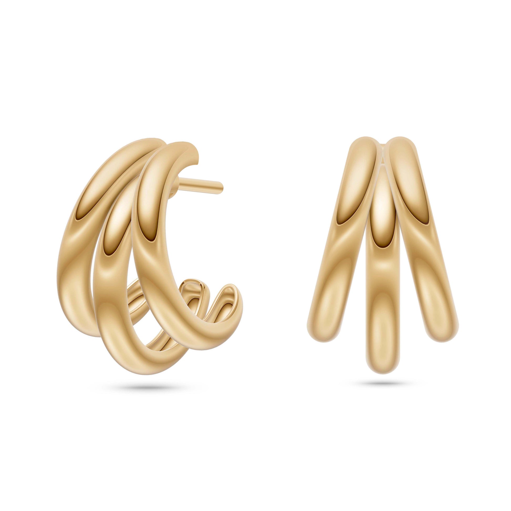 Ridged Arc Cluster Earrings in 14K Gold