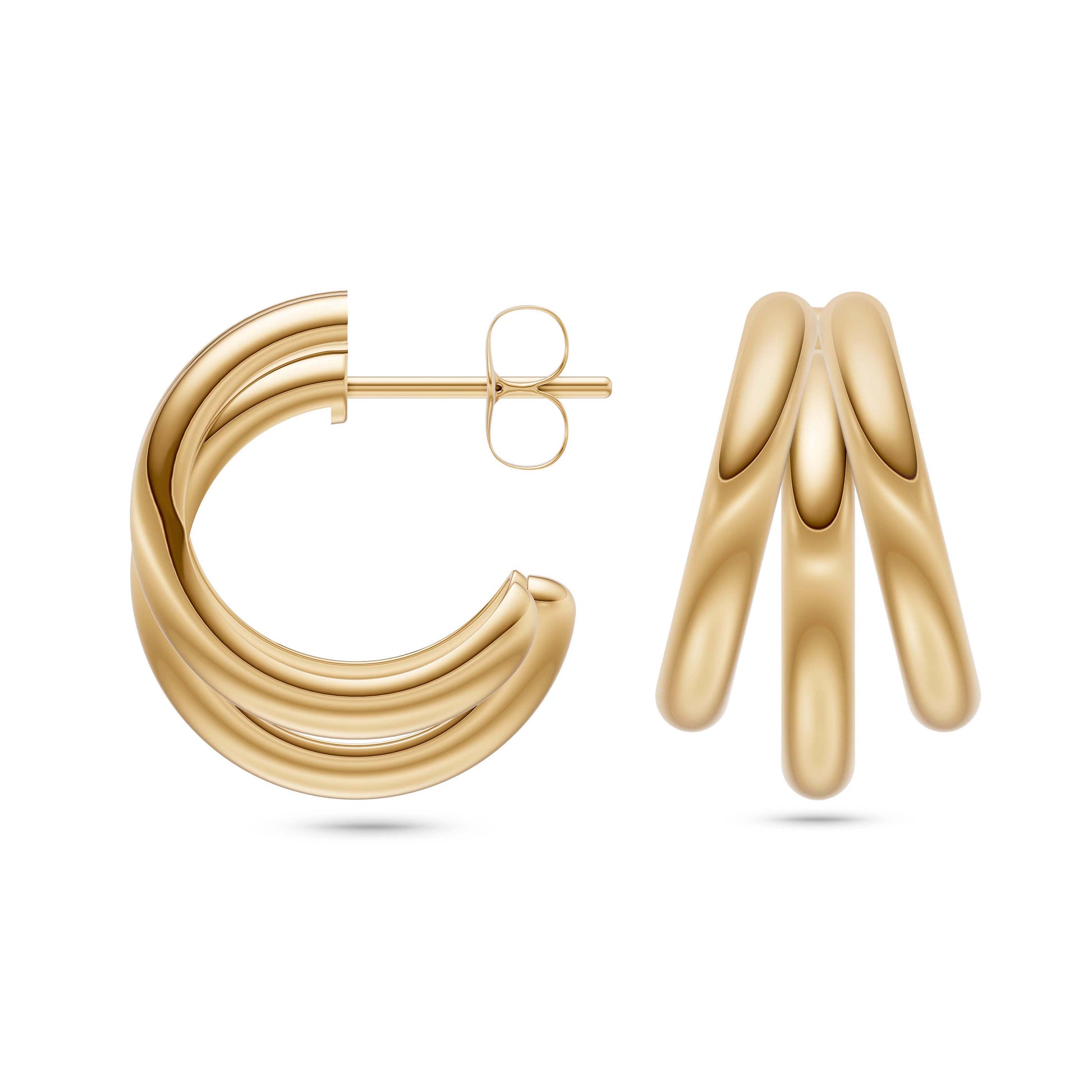 Ridged Arc Cluster Earrings in 14K Gold