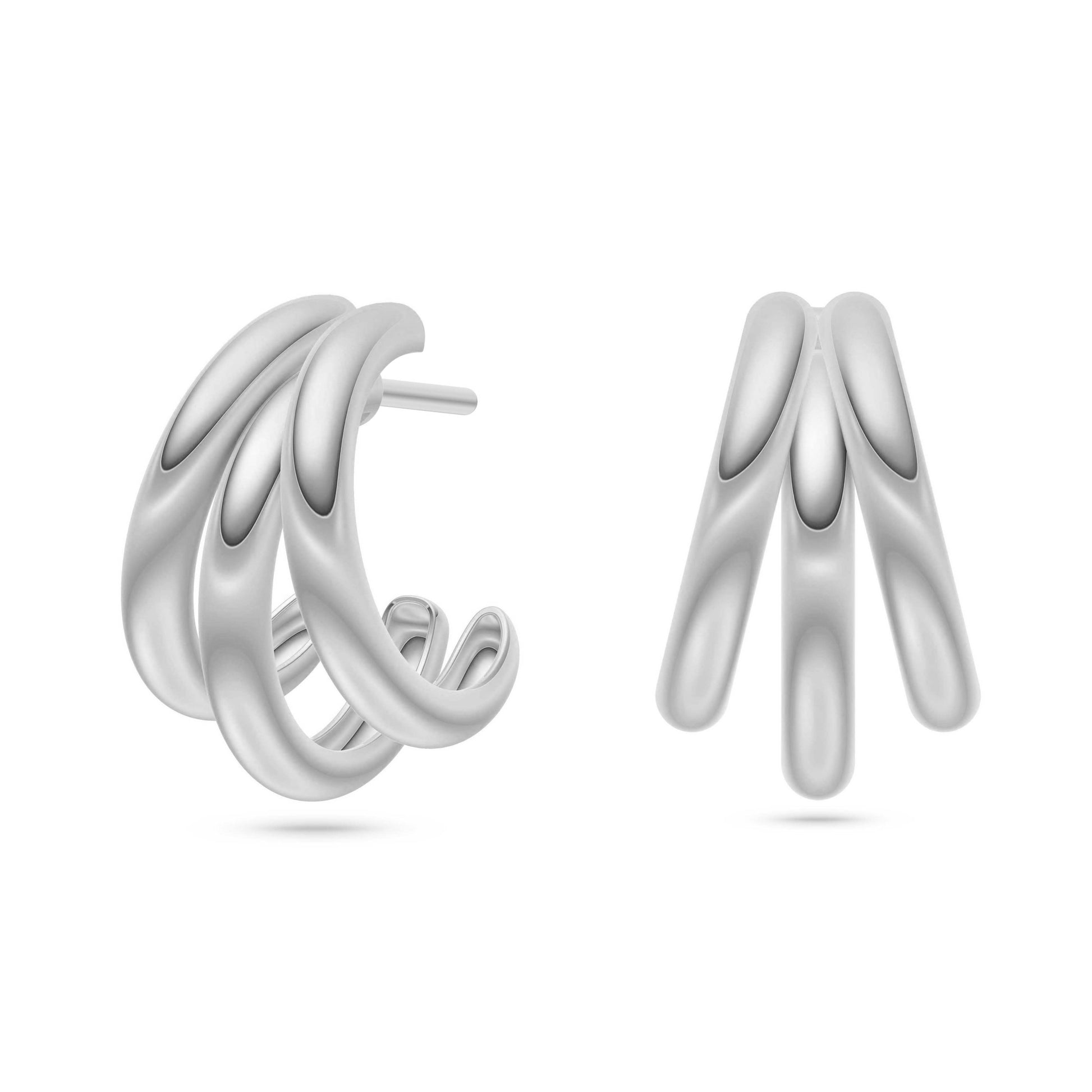 Ridged Arc Cluster Earrings in 14K Gold