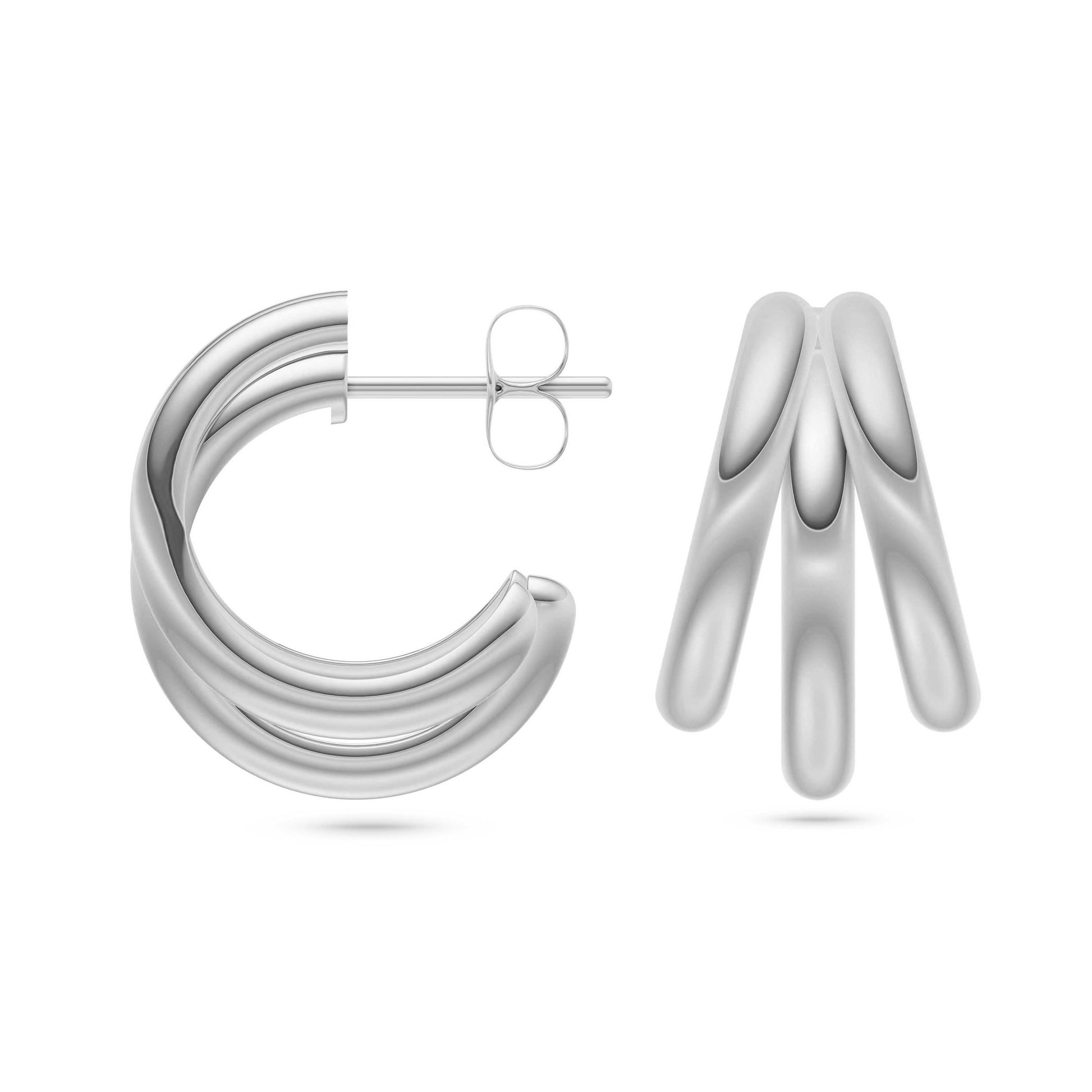 Ridged Arc Cluster Earrings in 14K Gold