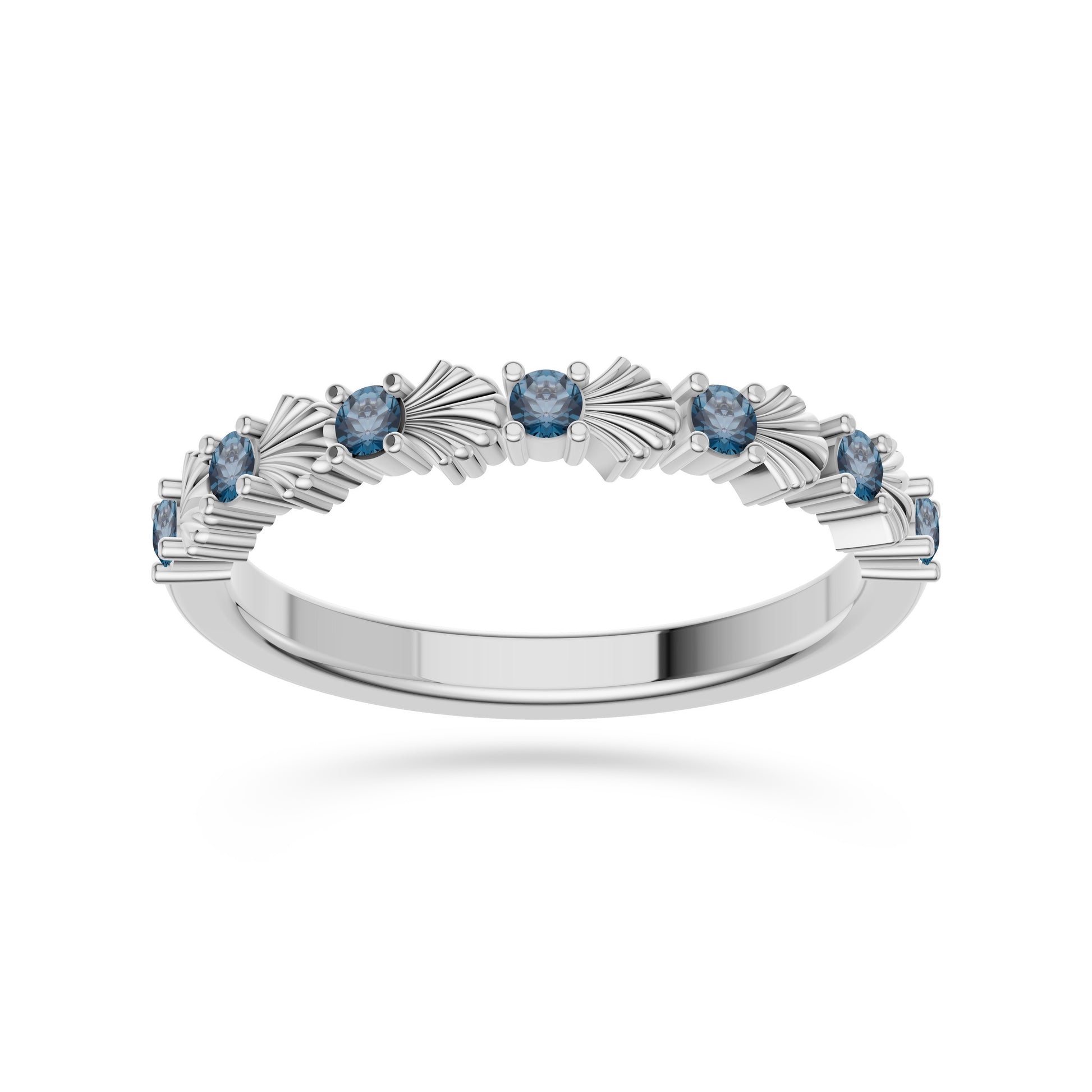 London Blue Topaz Nautical Shell Ring in 14K Gold