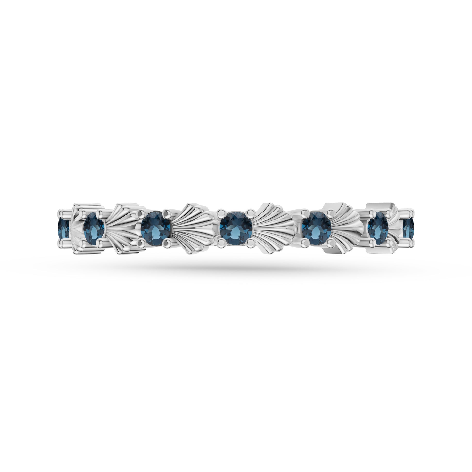 London Blue Topaz Nautical Shell Ring in 14K Gold