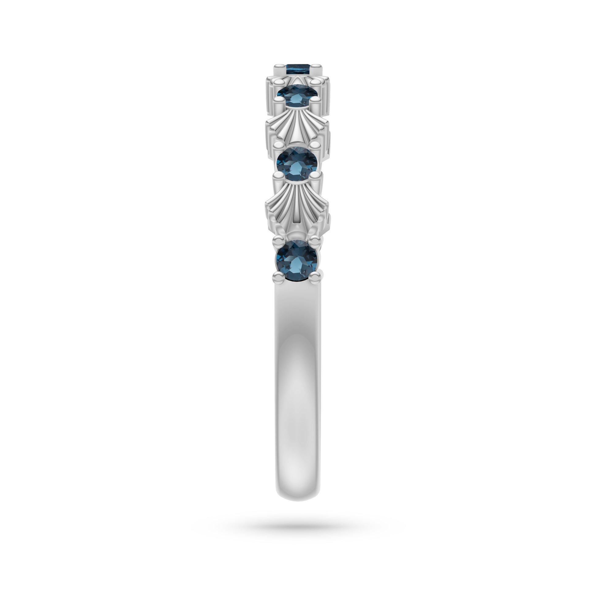 London Blue Topaz Nautical Shell Ring in 14K Gold