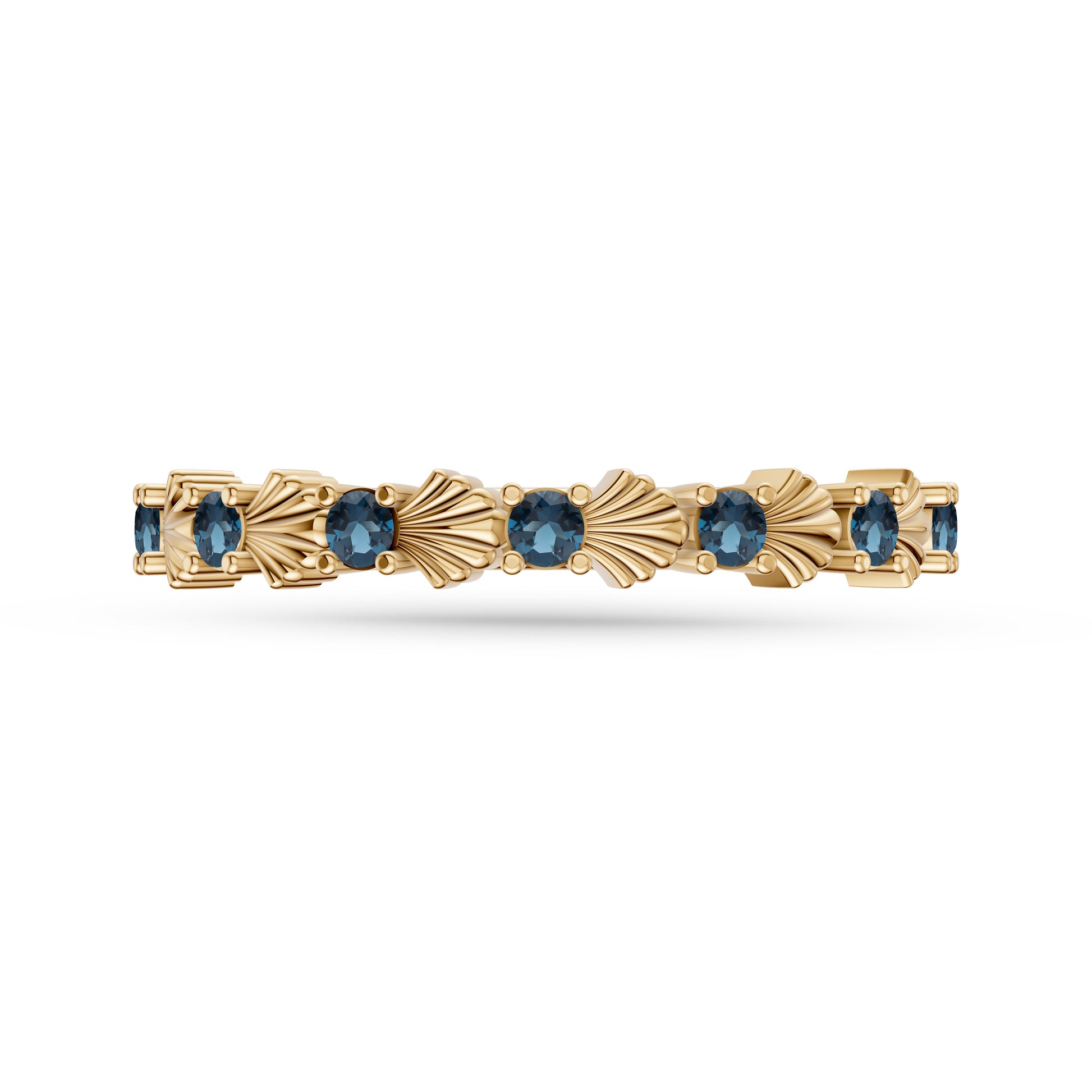 London Blue Topaz Nautical Shell Ring in 14K Gold