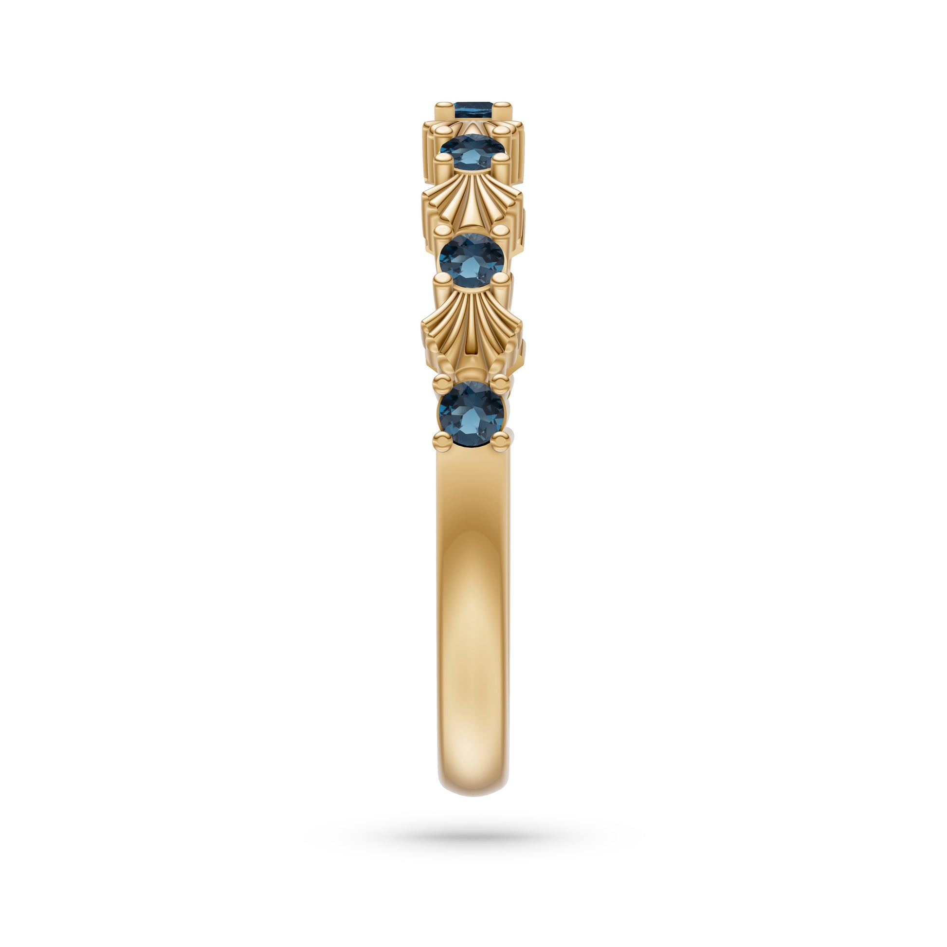 London Blue Topaz Nautical Shell Ring in 14K Gold