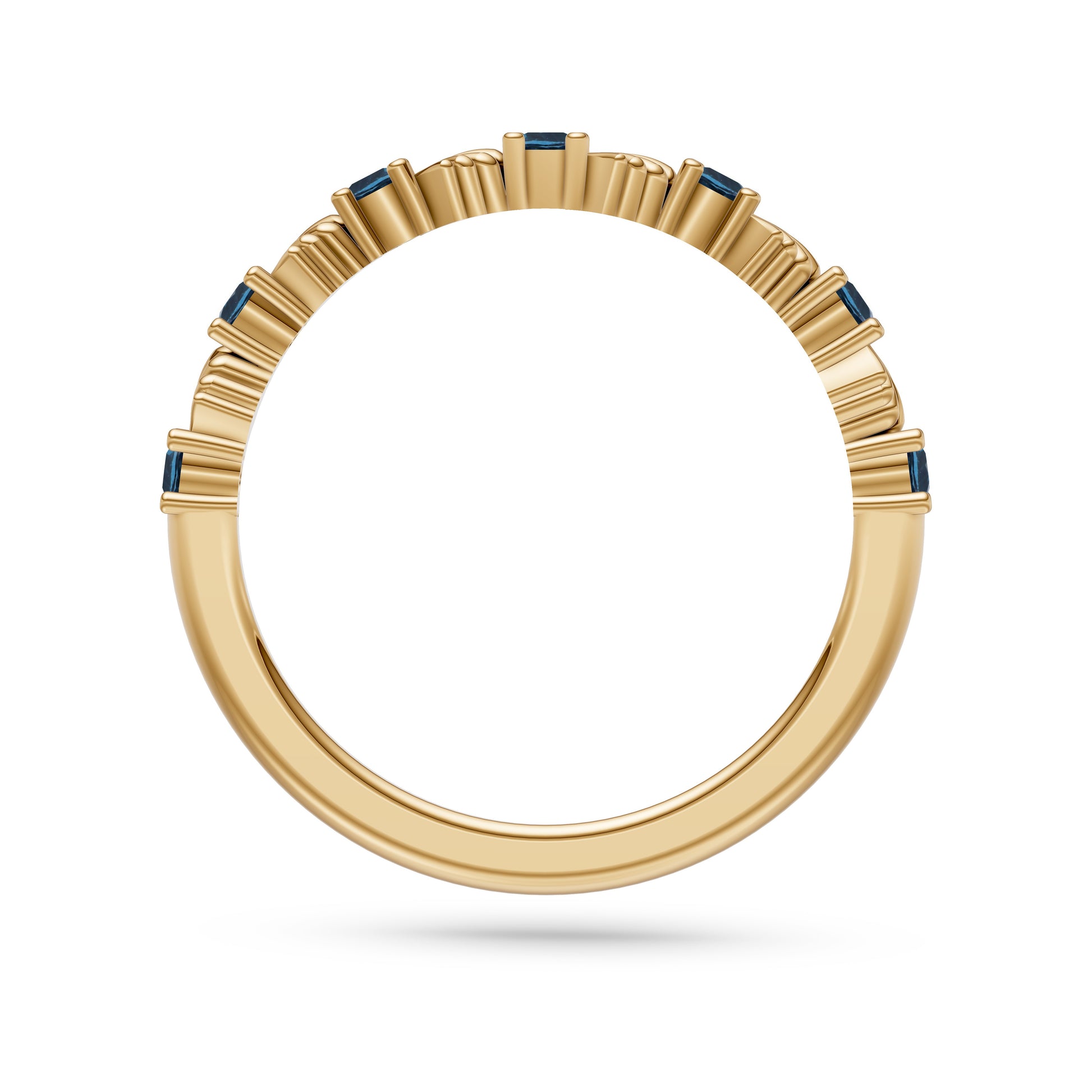 London Blue Topaz Nautical Shell Ring in 14K Gold
