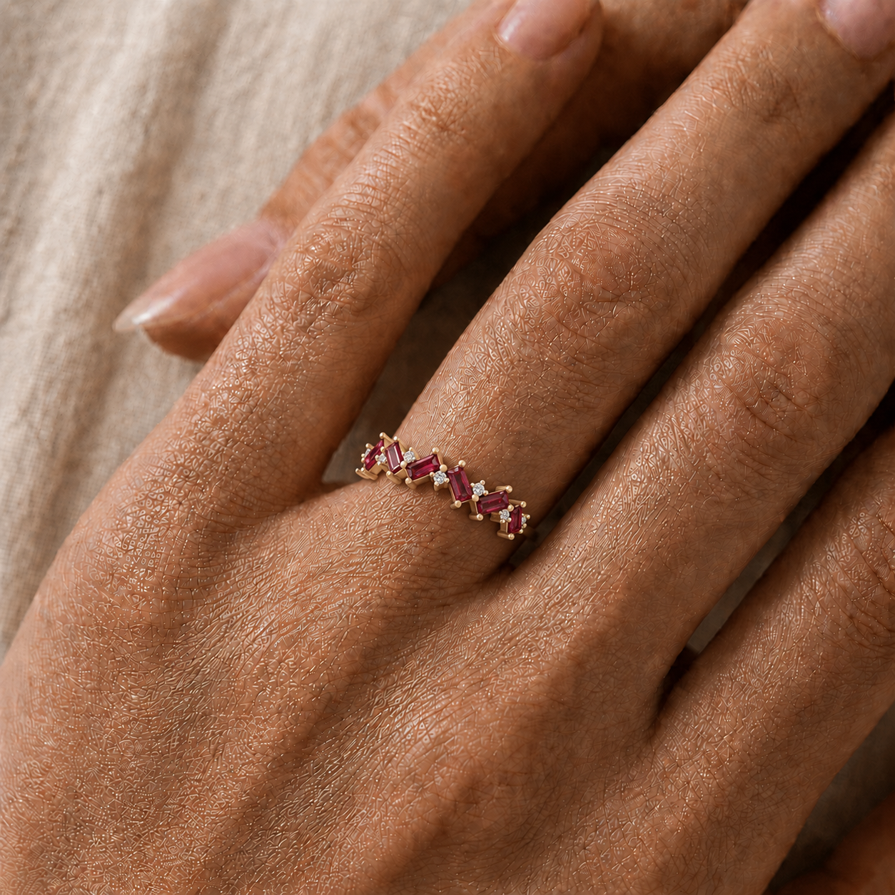 Ruby Abstract Band Ring in 18K Gold