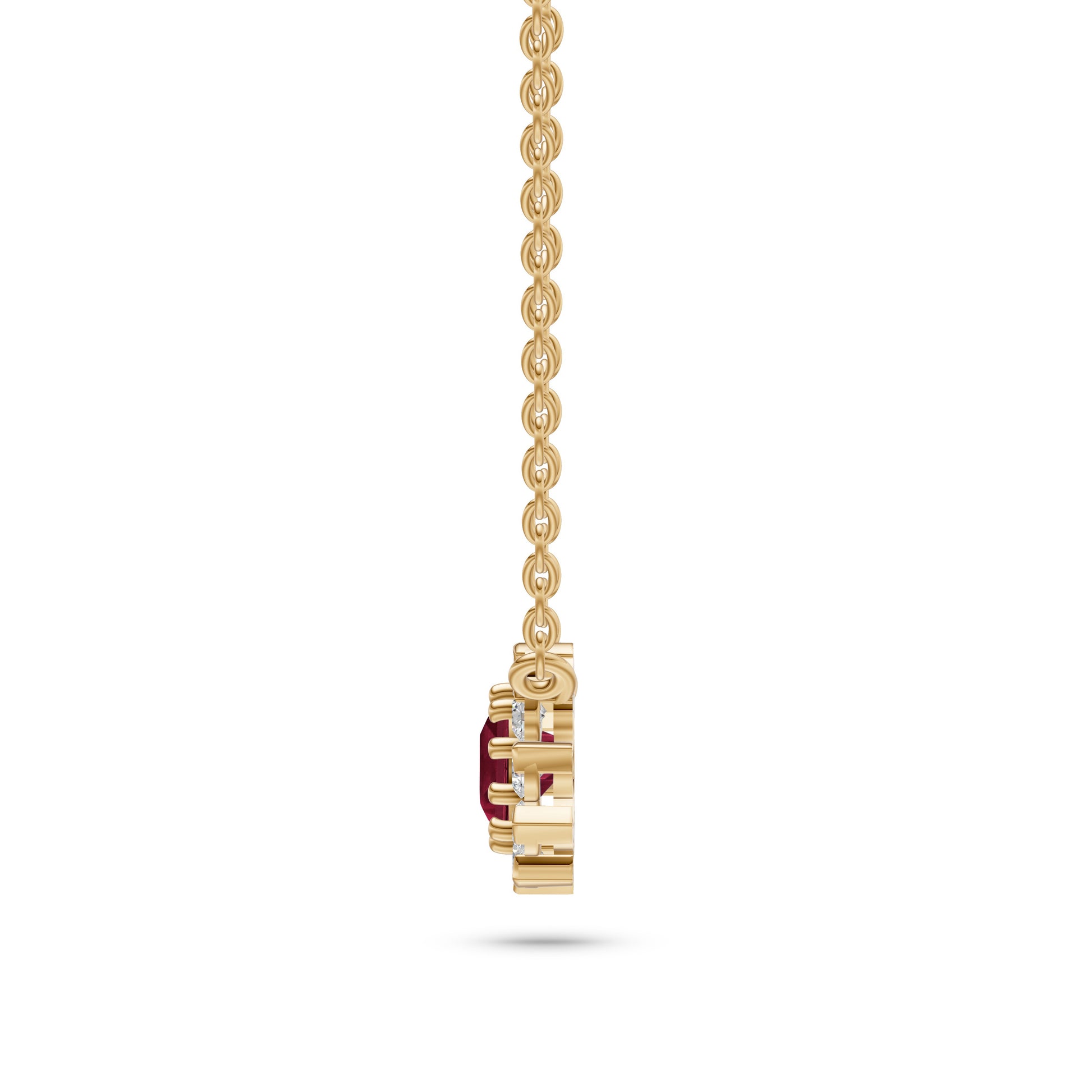 Ruby Daisy Floral Necklace in 18K Gold