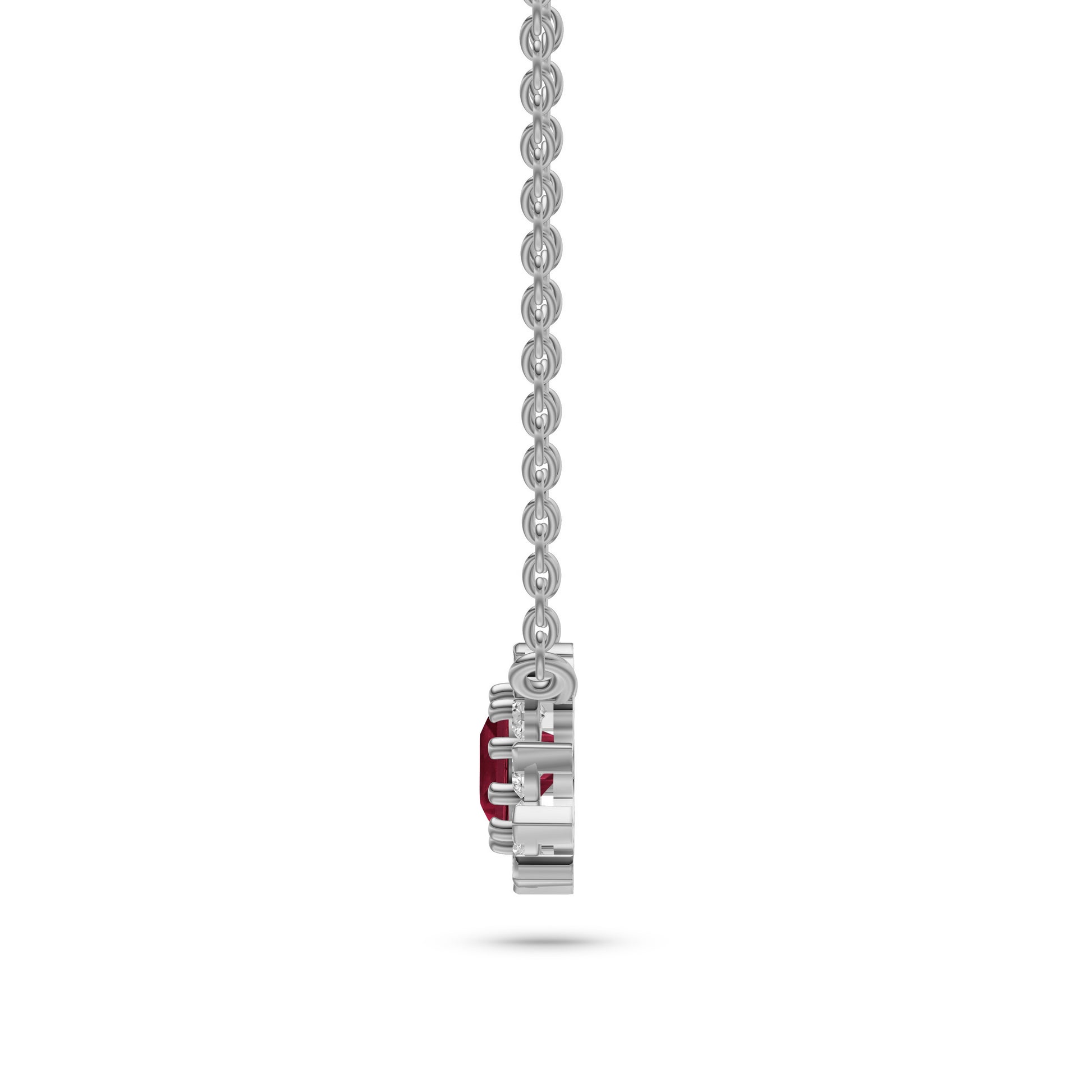 Ruby Daisy Floral Necklace in 18K Gold