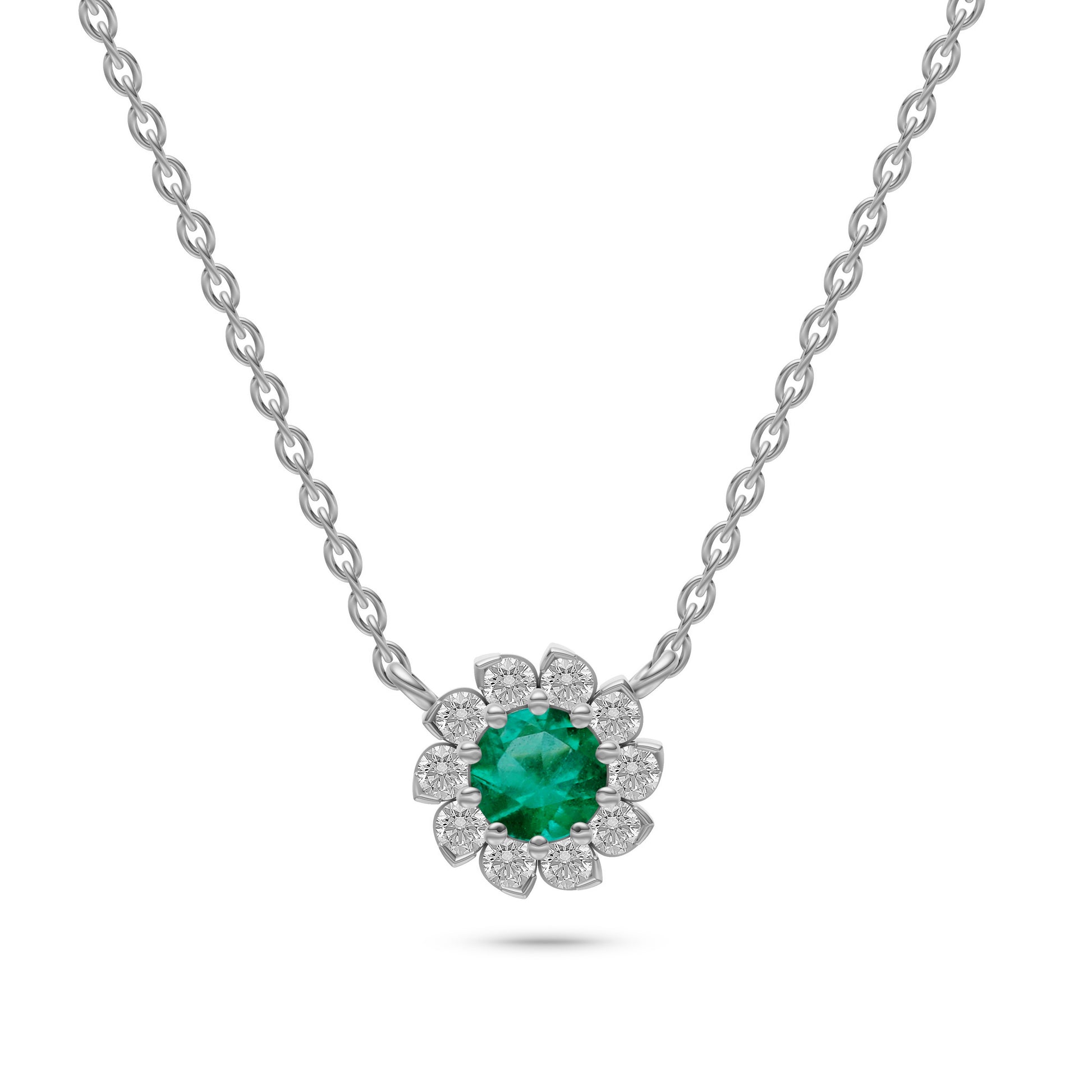Elegant Round Ruby Necklace In 18K Gold