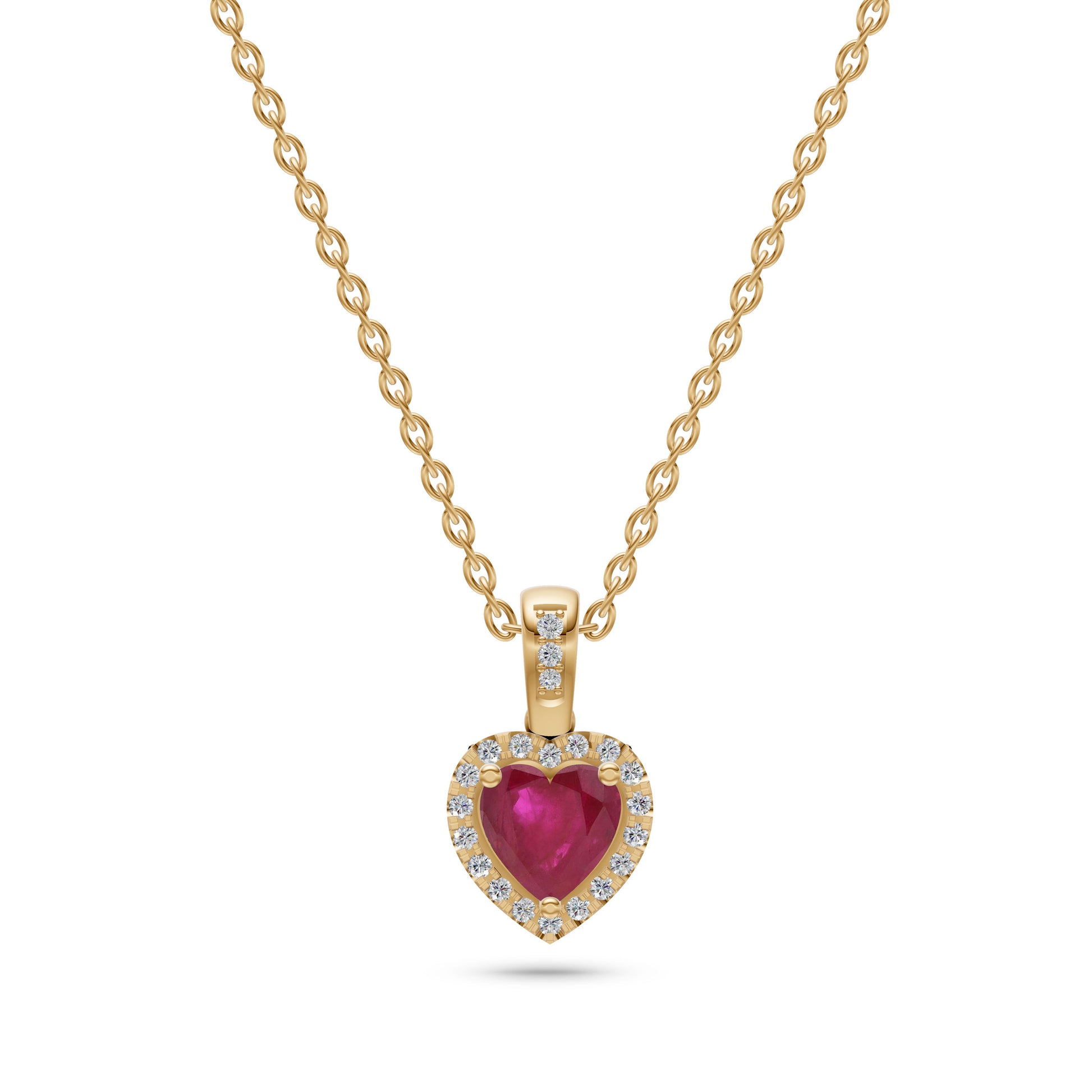 Ruby & Diamond Heart Pendant in 18K Gold