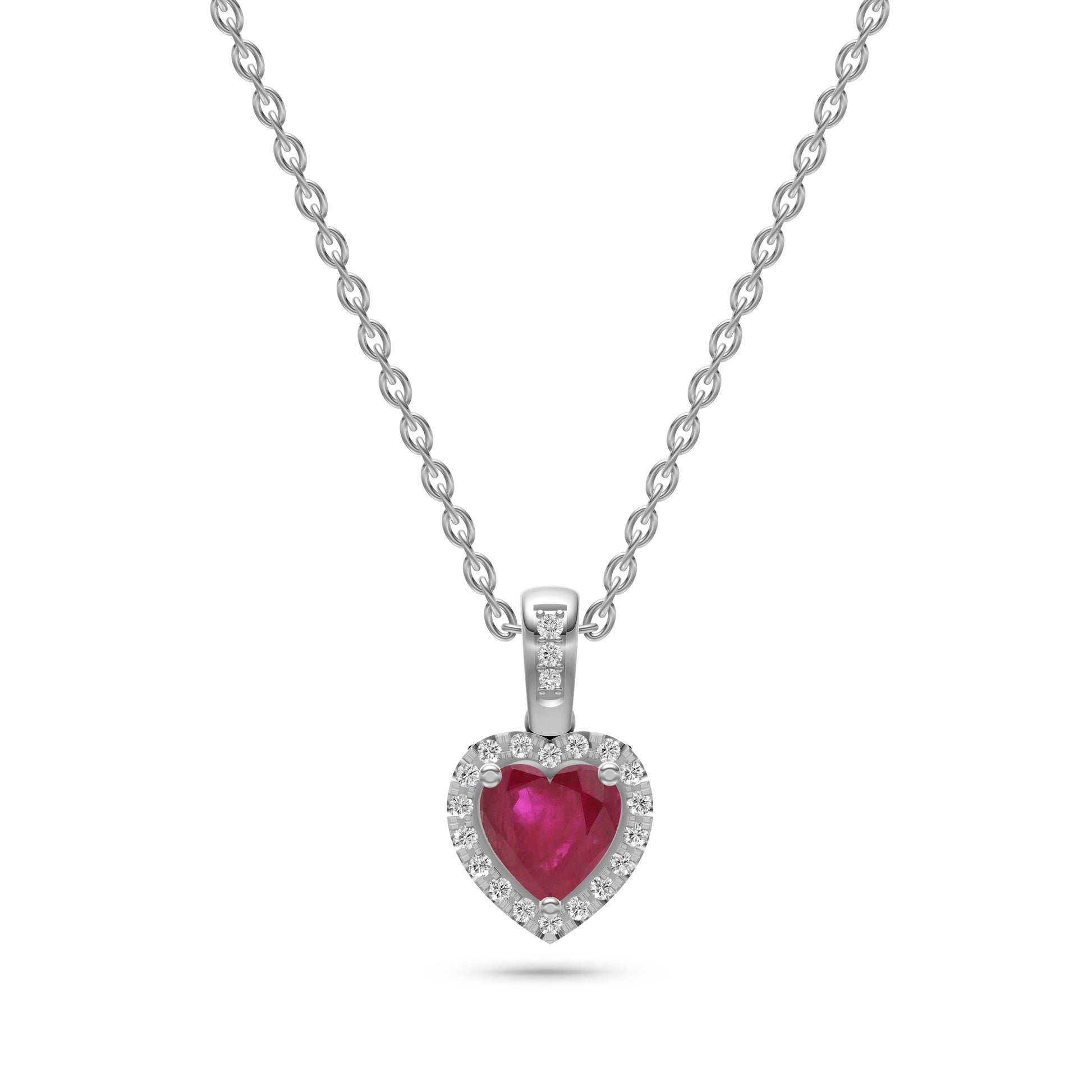 Ruby & Diamond Heart Pendant in 18K Gold