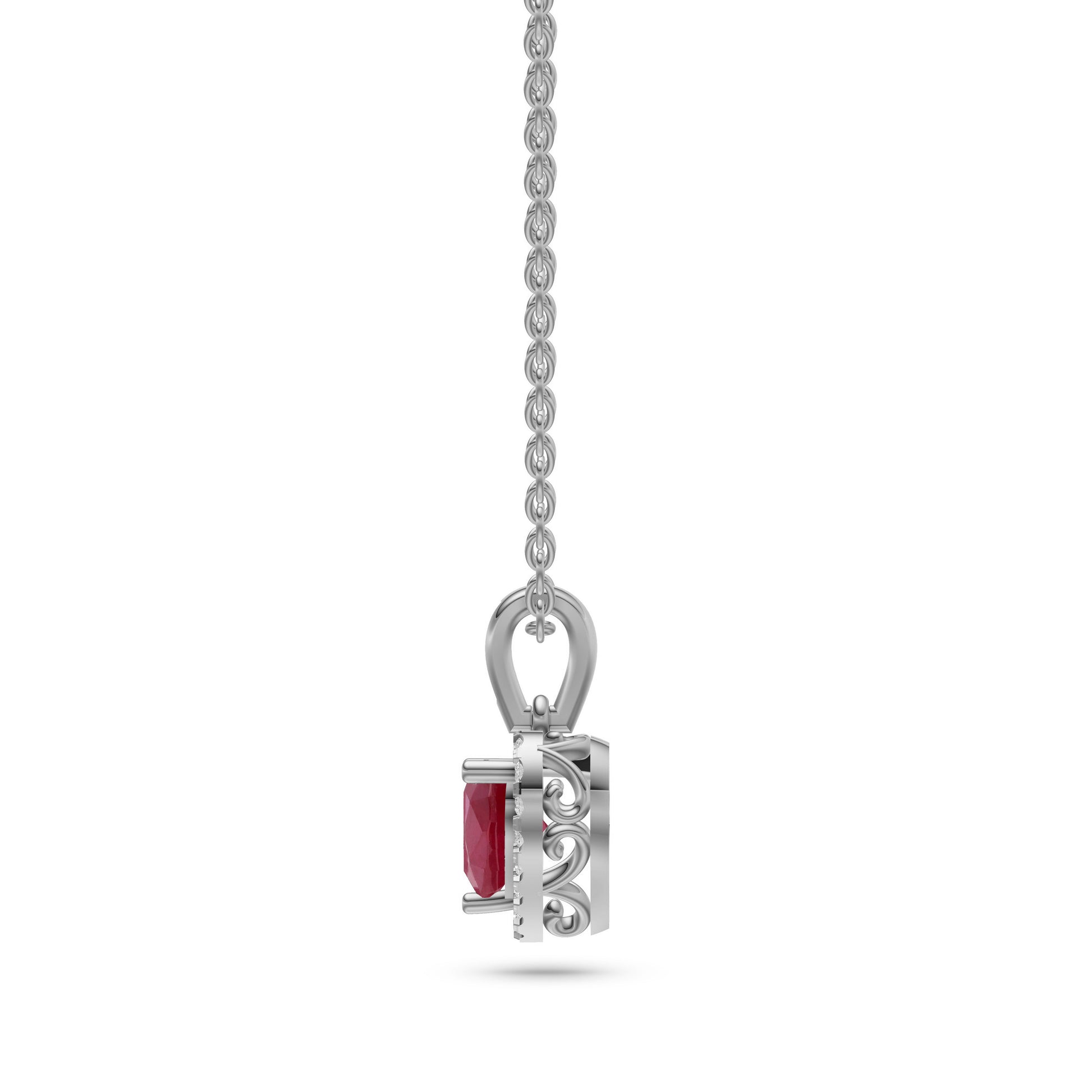 Ruby & Diamond Heart Pendant in 18K Gold