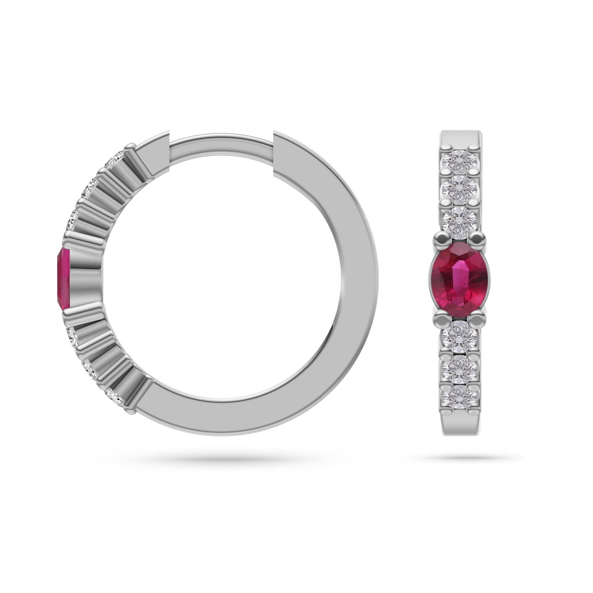 Ruby Eclipse Diamond Huggie Earrings in 18K Gold