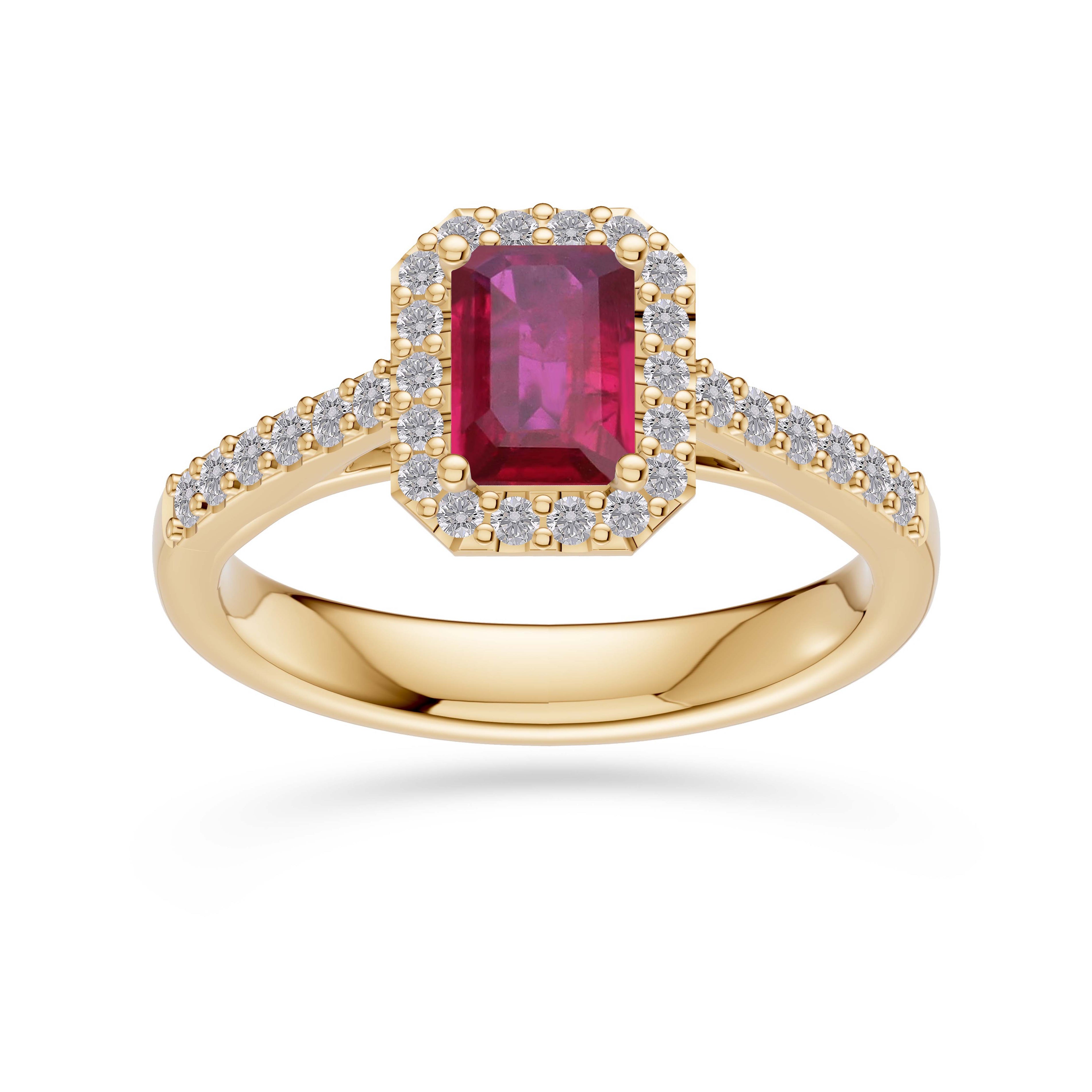 Ruby Octagon Gemstone Ring In 18K Gold