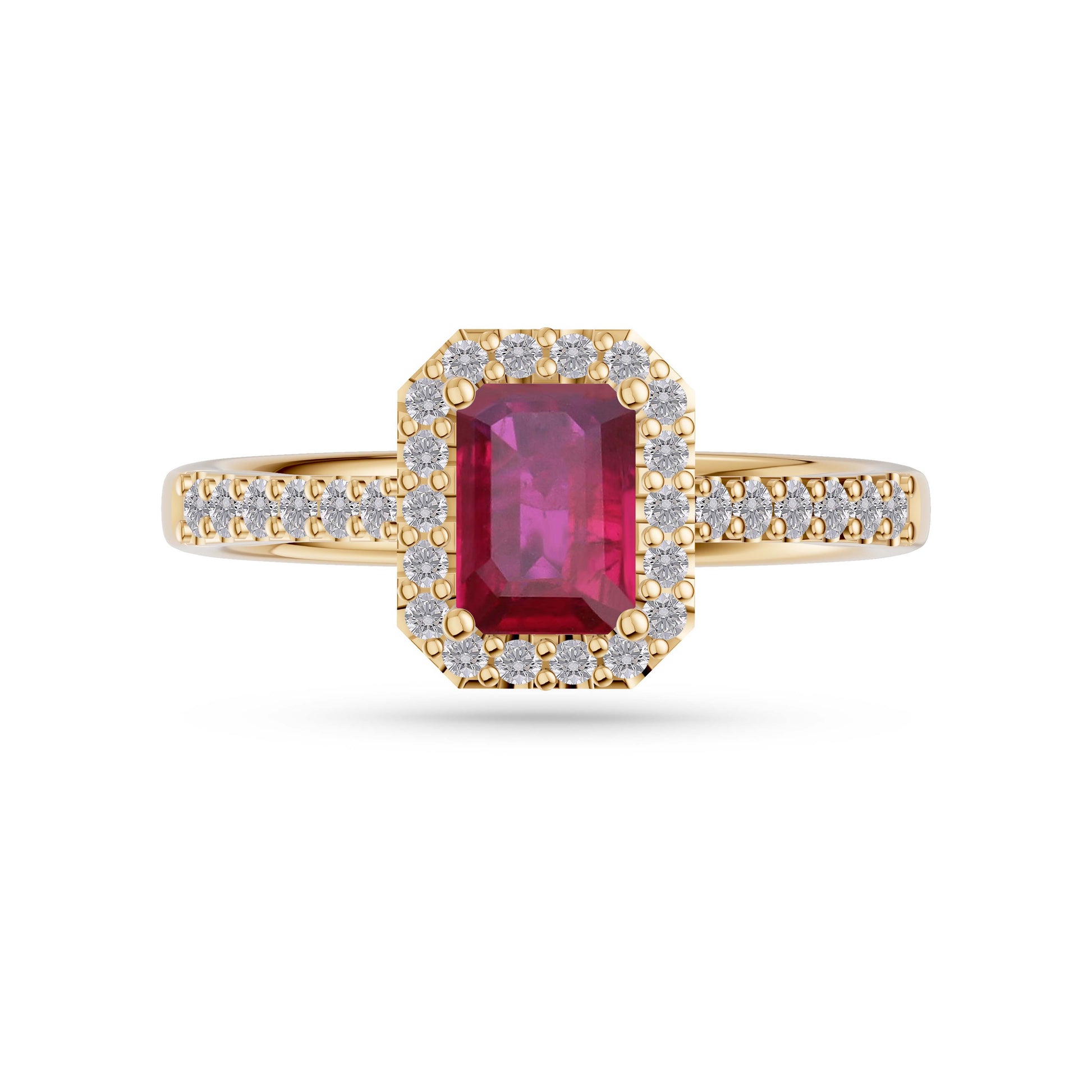 Ruby Octagon Gemstone Ring In 18K Gold